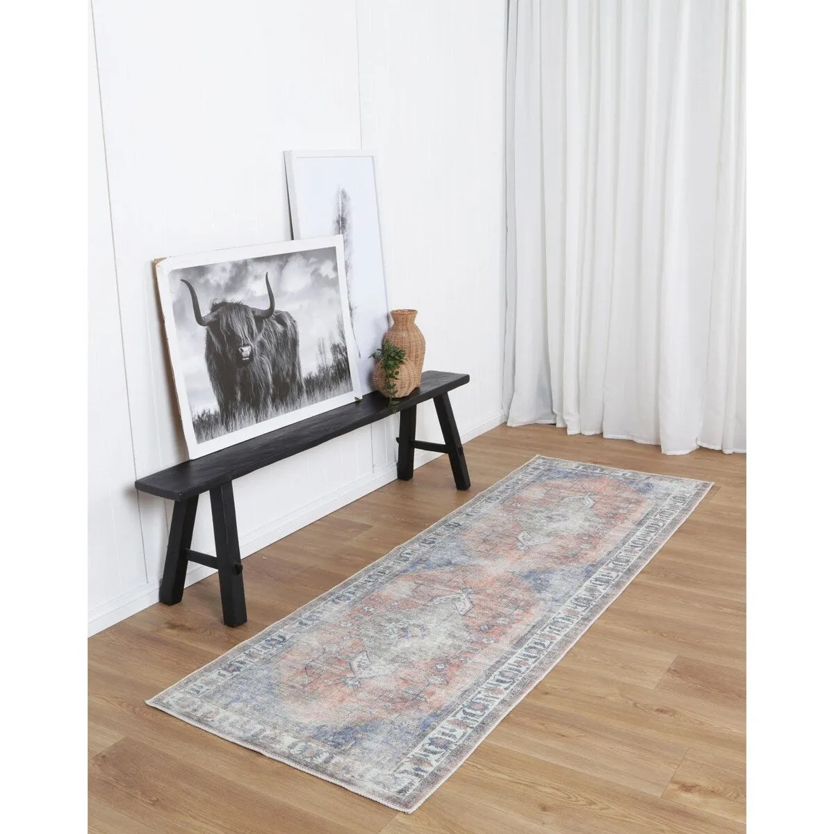 The Rug Collective Distressed Vintage Pissarro Terracotta Sky Machine Washable Area Rug
