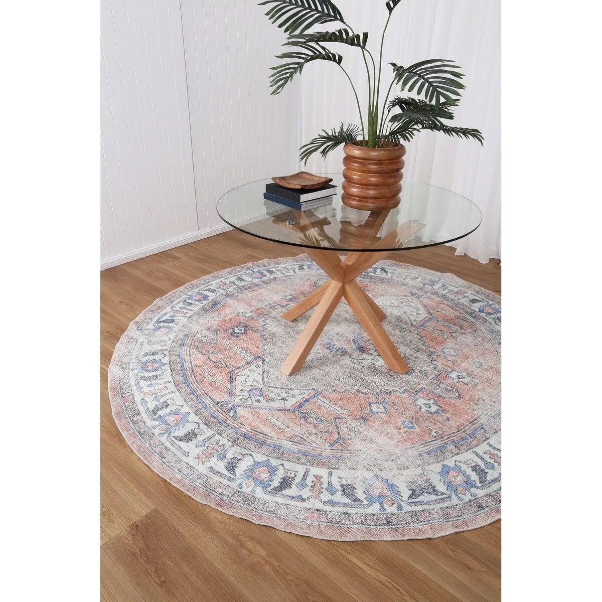 The Rug Collective Distressed Vintage Pissarro Terracotta Sky Machine Washable Area Rug