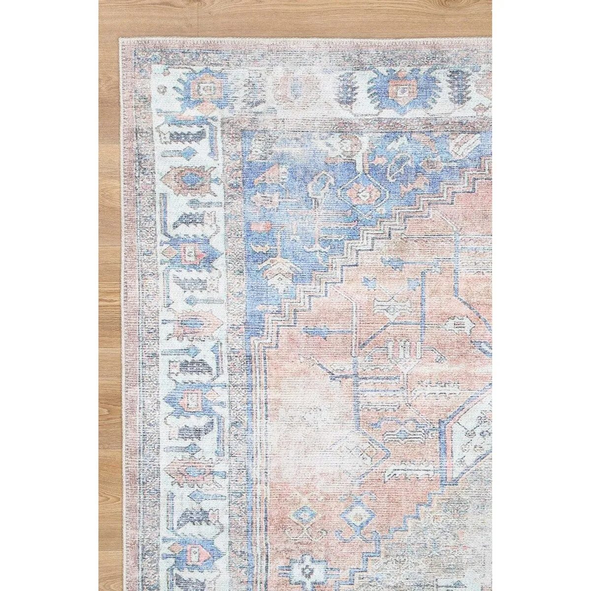 The Rug Collective Distressed Vintage Pissarro Terracotta Sky Machine Washable Area Rug