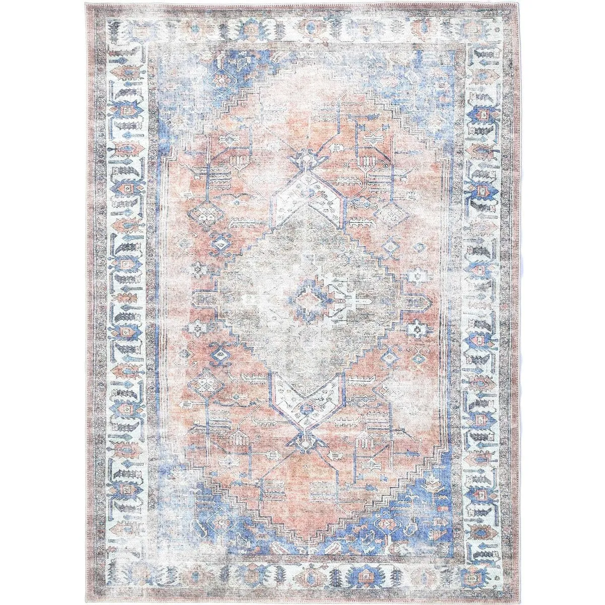 The Rug Collective Distressed Vintage Pissarro Terracotta Sky Machine Washable Area Rug