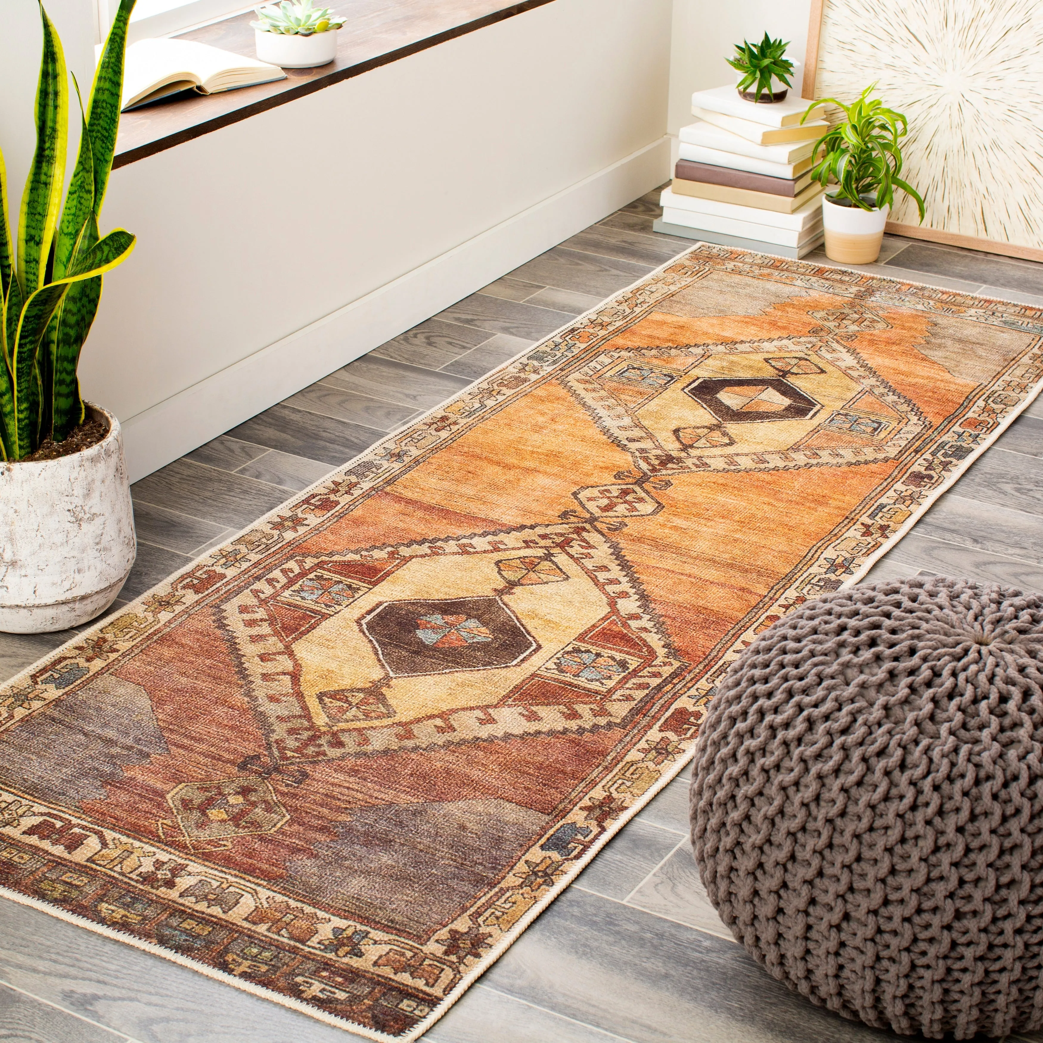 Toccoa Printed Medallion Hallway Runner