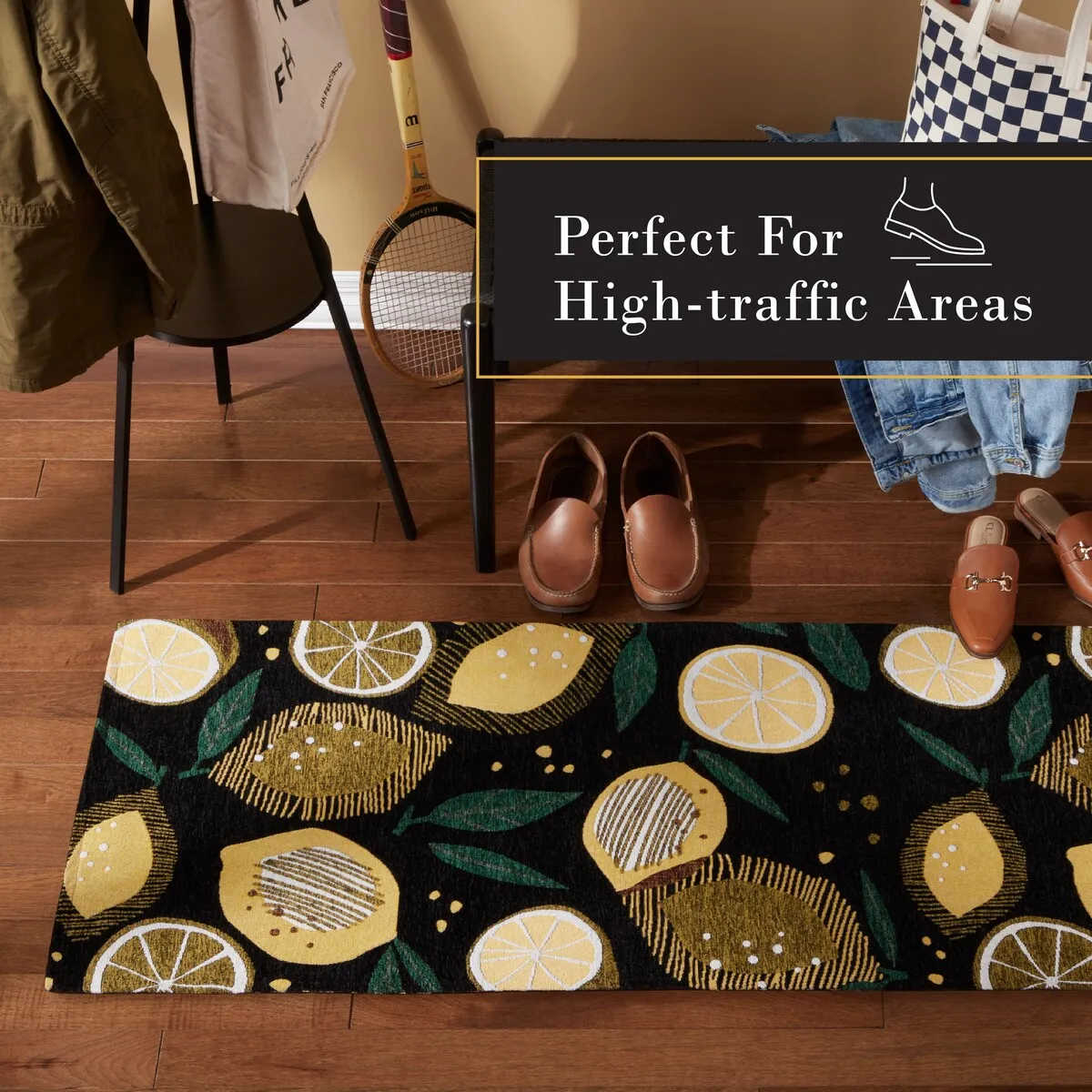 TOWN & COUNTRY LUXE Livie Fresh Lemon Everwash Washable Non-Slip Backing Kitchen Mat