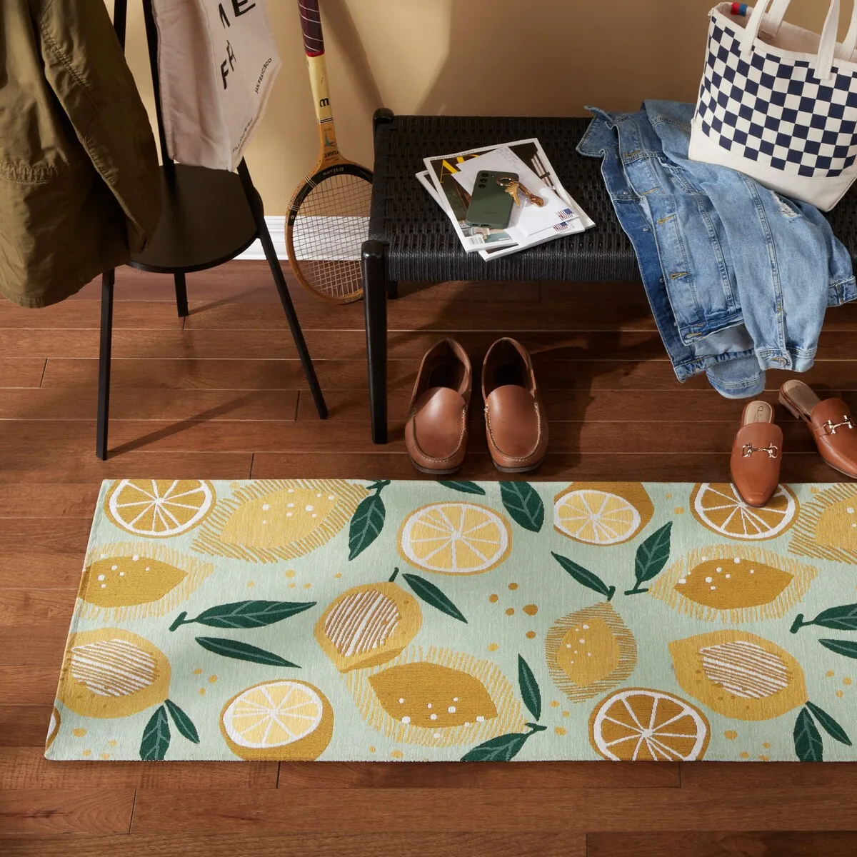 TOWN & COUNTRY LUXE Livie Fresh Lemon Everwash Washable Non-Slip Backing Kitchen Mat