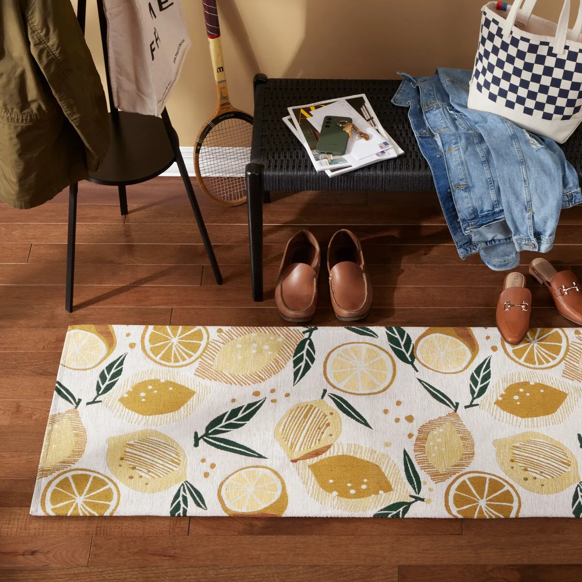 TOWN & COUNTRY LUXE Livie Fresh Lemon Everwash Washable Non-Slip Backing Kitchen Mat