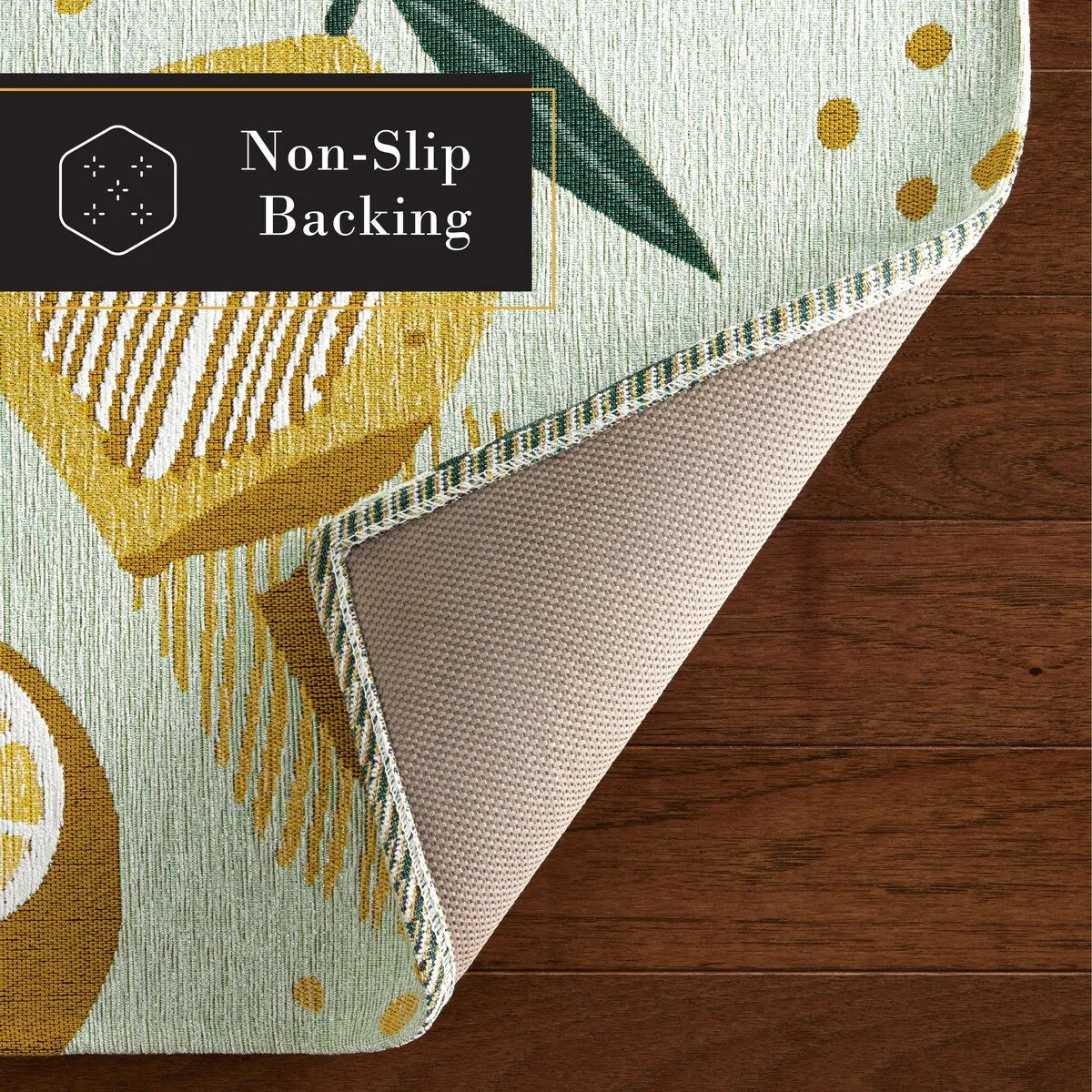 TOWN & COUNTRY LUXE Livie Fresh Lemon Everwash Washable Non-Slip Backing Kitchen Mat