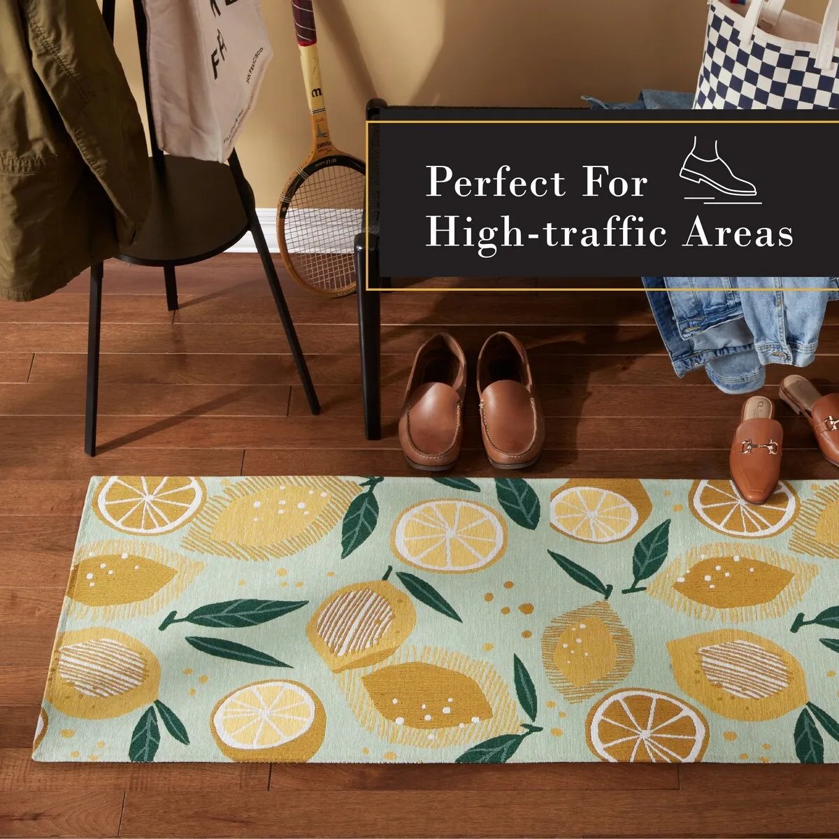 TOWN & COUNTRY LUXE Livie Fresh Lemon Everwash Washable Non-Slip Backing Kitchen Mat