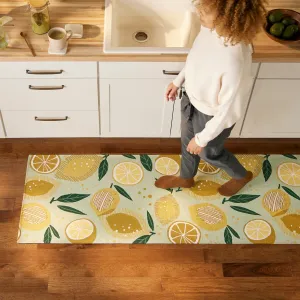 TOWN & COUNTRY LUXE Livie Fresh Lemon Everwash Washable Non-Slip Backing Kitchen Mat