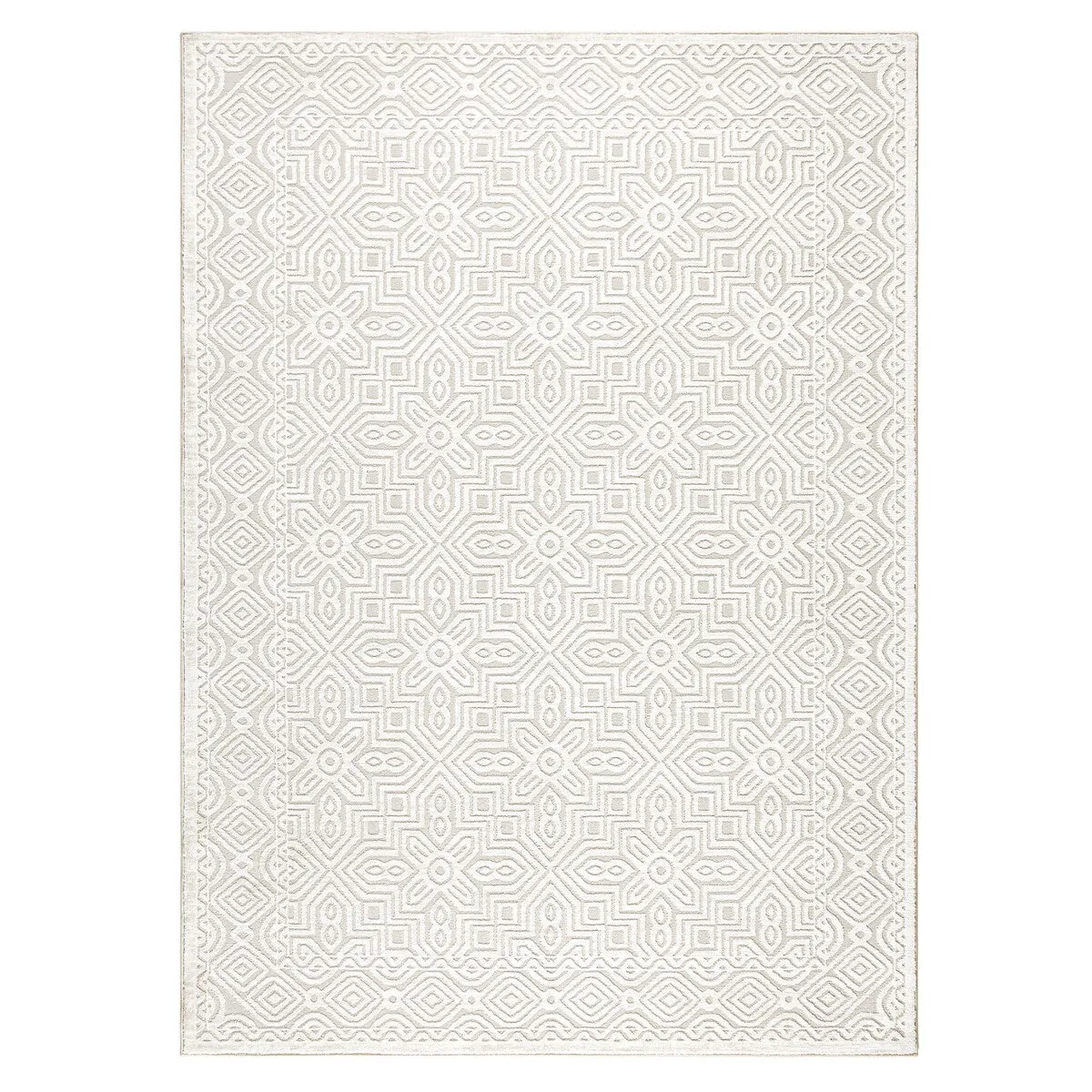 TOWN & COUNTRY LUXE Maya Medallion Tile Neutral Indoor Area Rug with High-Low Texture