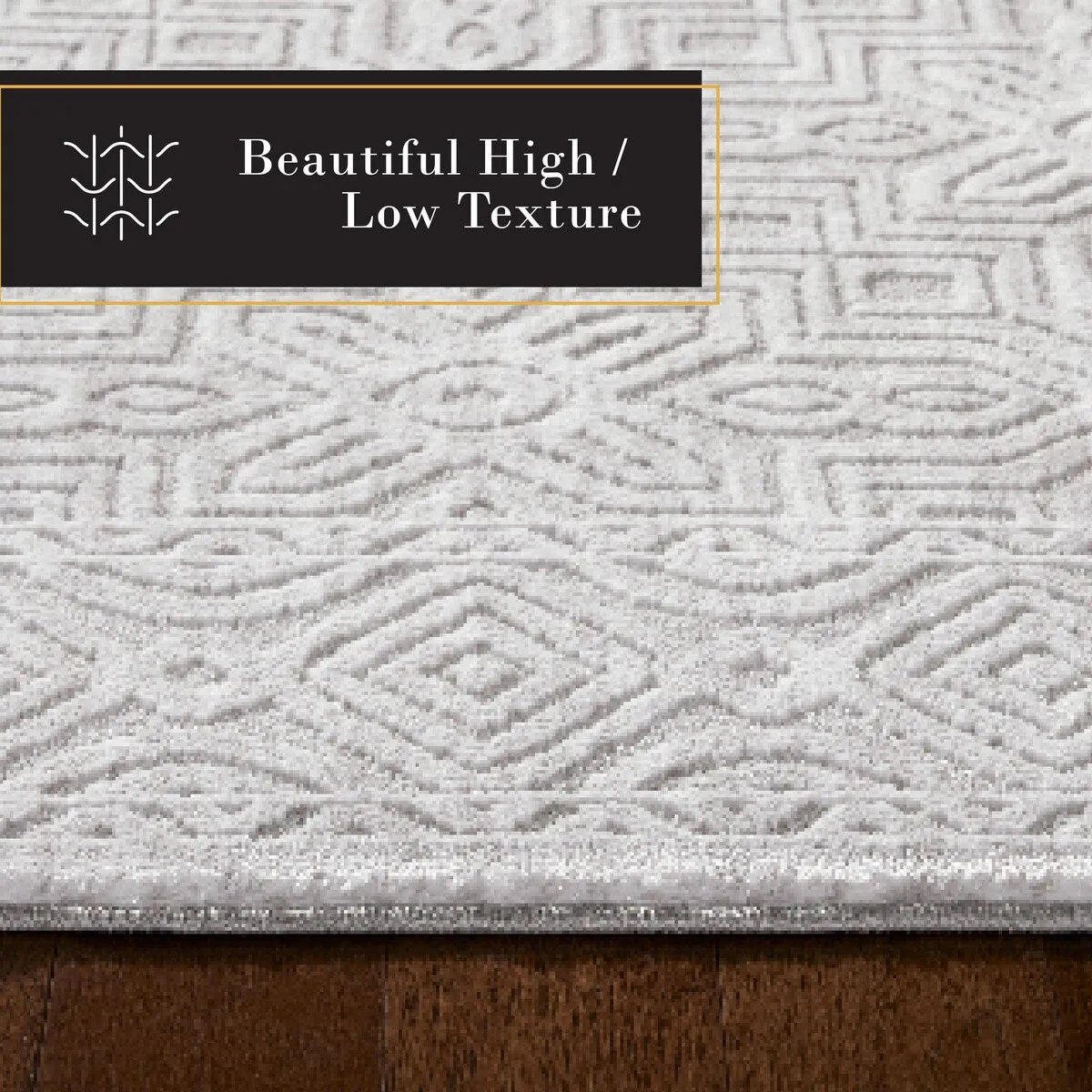 TOWN & COUNTRY LUXE Maya Medallion Tile Neutral Indoor Area Rug with High-Low Texture