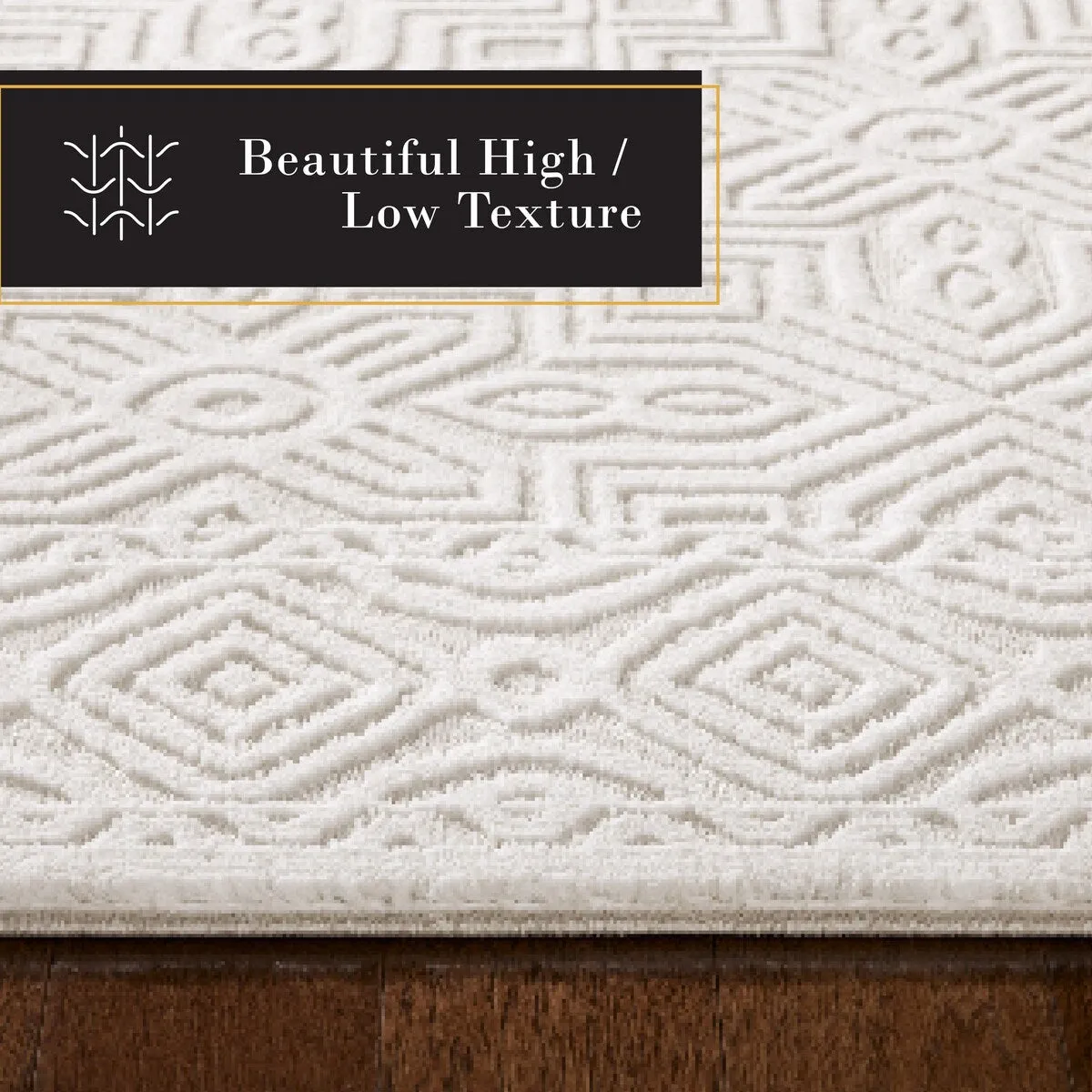 TOWN & COUNTRY LUXE Maya Medallion Tile Neutral Indoor Area Rug with High-Low Texture