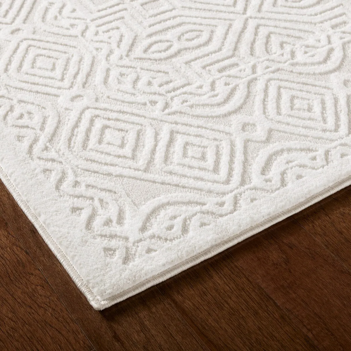 TOWN & COUNTRY LUXE Maya Medallion Tile Neutral Indoor Area Rug with High-Low Texture