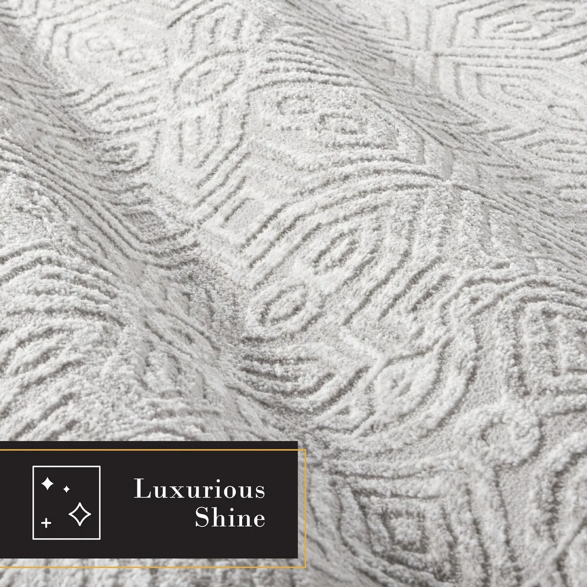 TOWN & COUNTRY LUXE Maya Medallion Tile Neutral Indoor Area Rug with High-Low Texture
