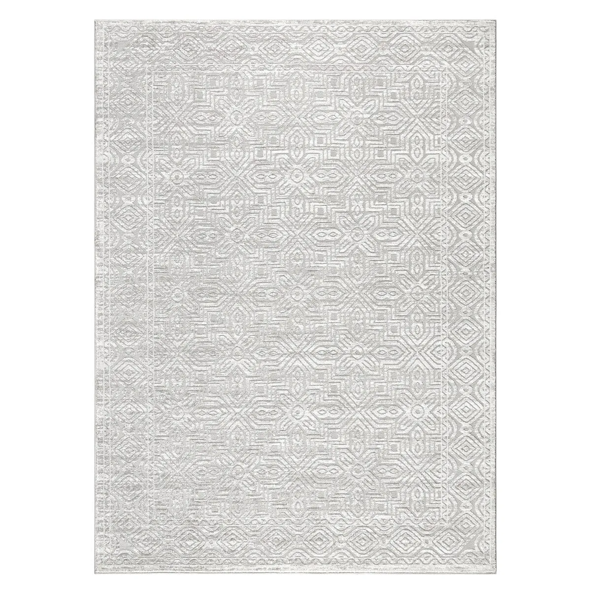 TOWN & COUNTRY LUXE Maya Medallion Tile Neutral Indoor Area Rug with High-Low Texture