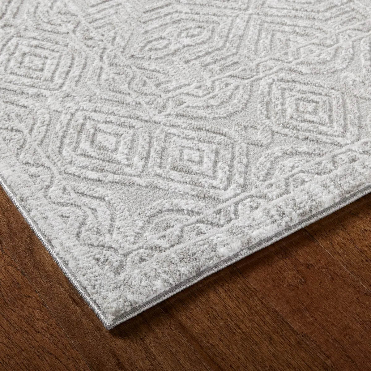 TOWN & COUNTRY LUXE Maya Medallion Tile Neutral Indoor Area Rug with High-Low Texture