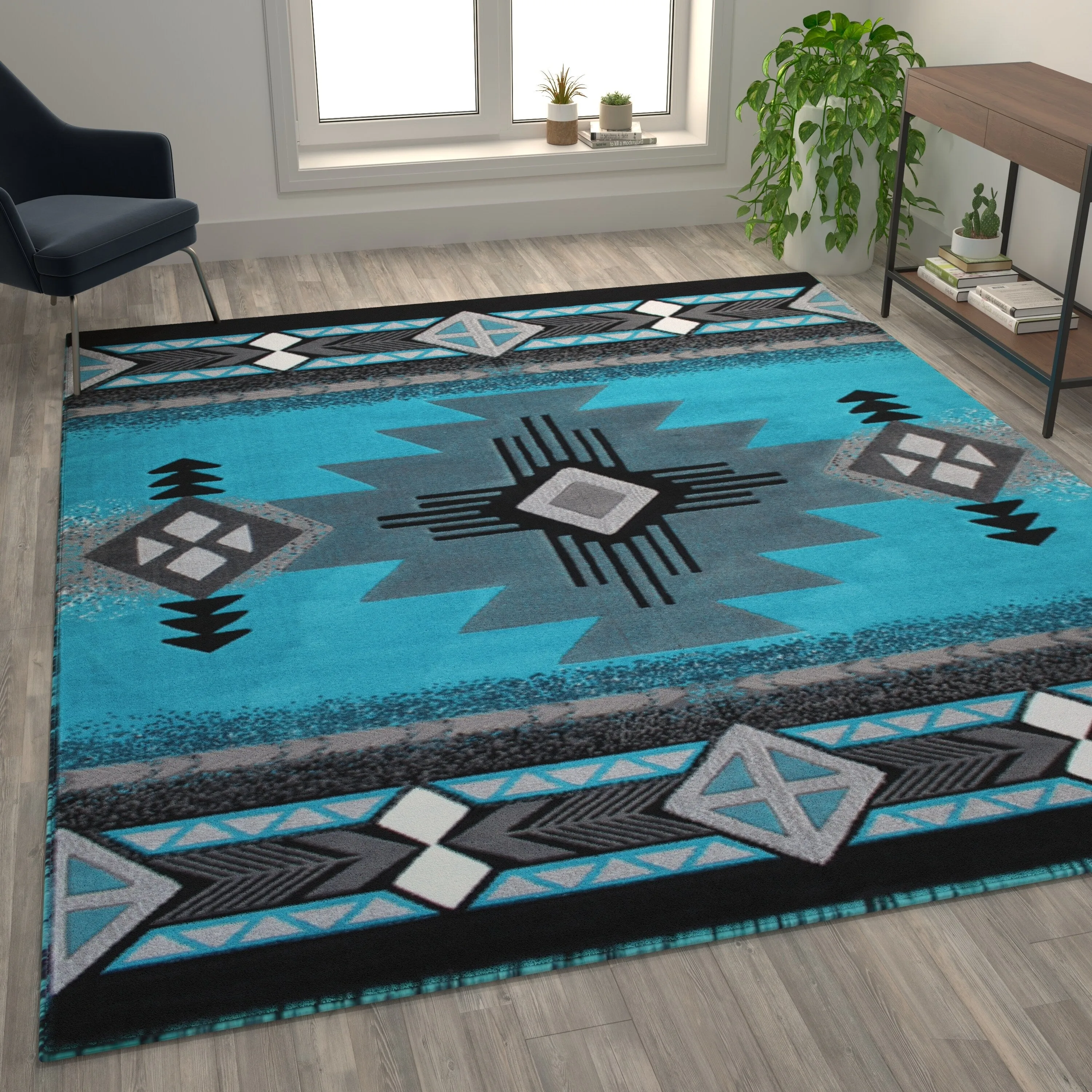 Traditional Southwestern Style Olefin Fiber Geometric Area Rug