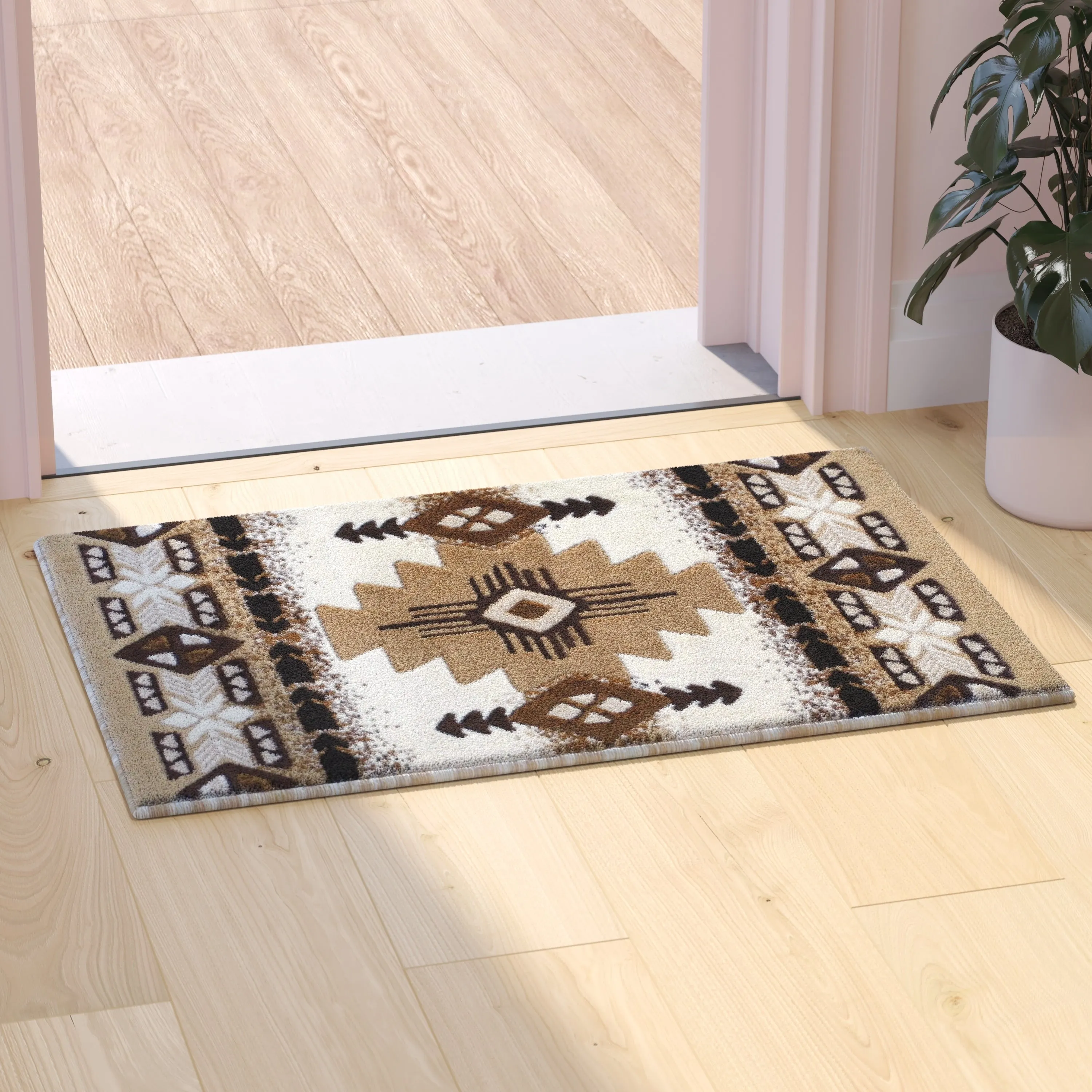 Traditional Southwestern Style Olefin Fiber Geometric Area Rug
