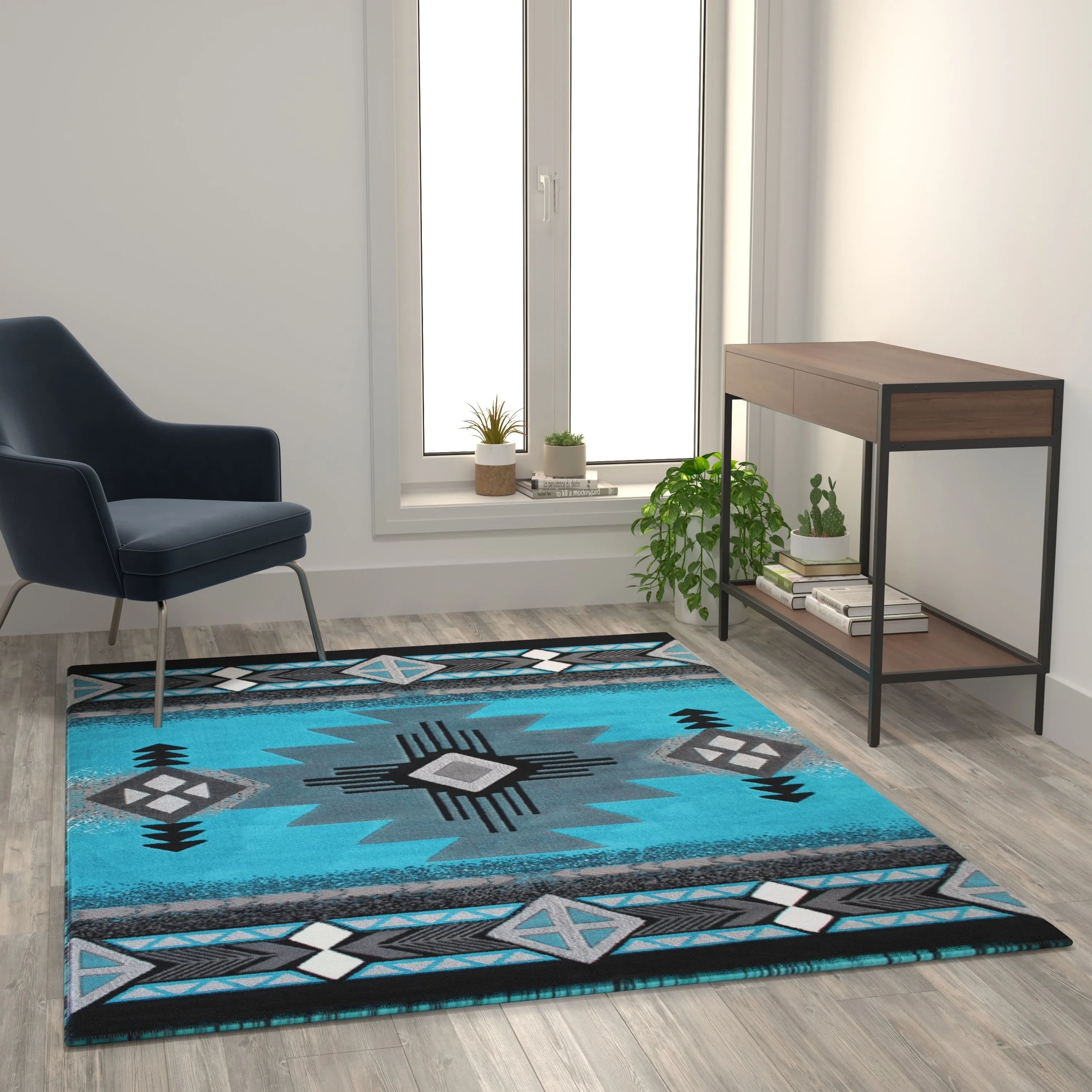 Traditional Southwestern Style Olefin Fiber Geometric Area Rug