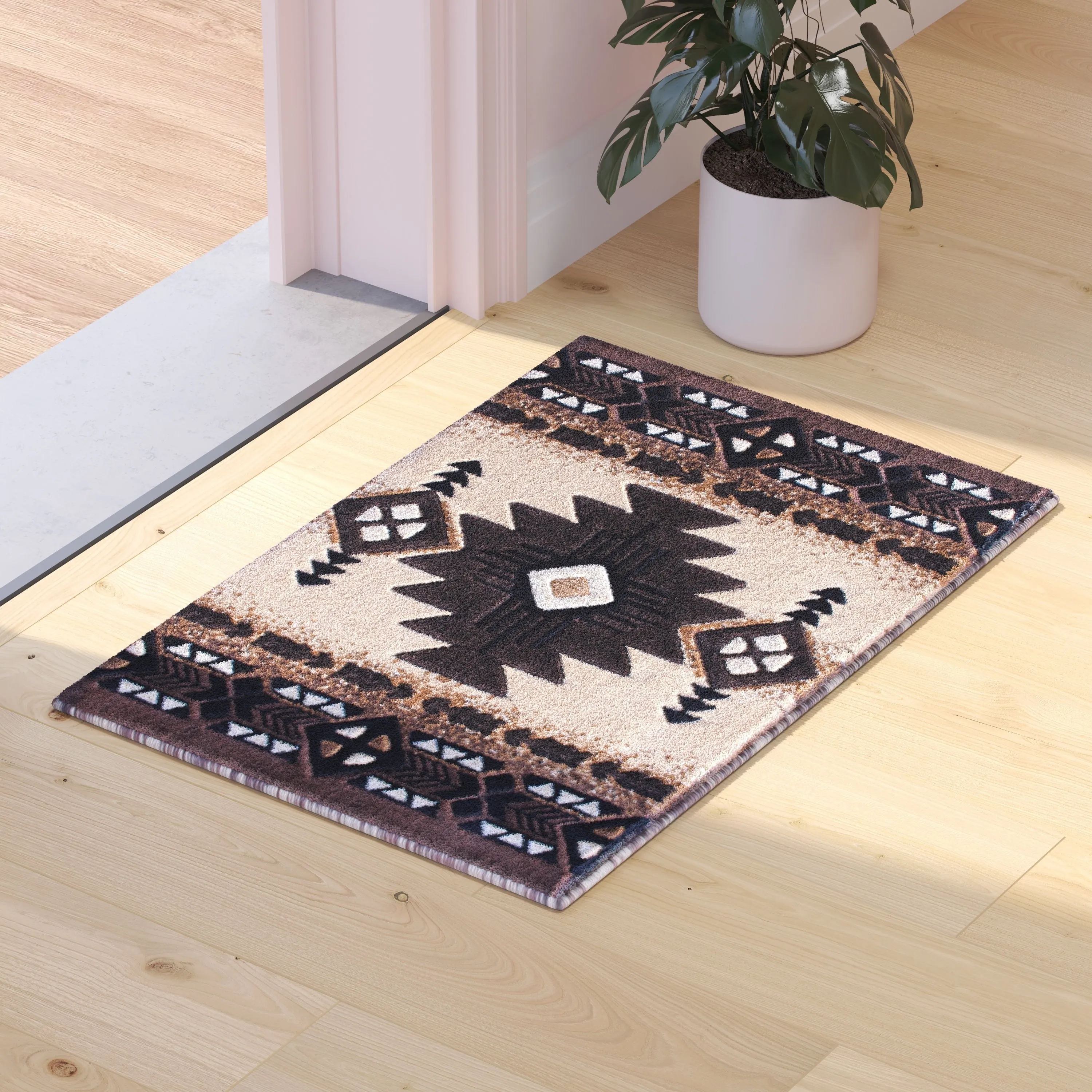Traditional Southwestern Style Olefin Fiber Geometric Area Rug