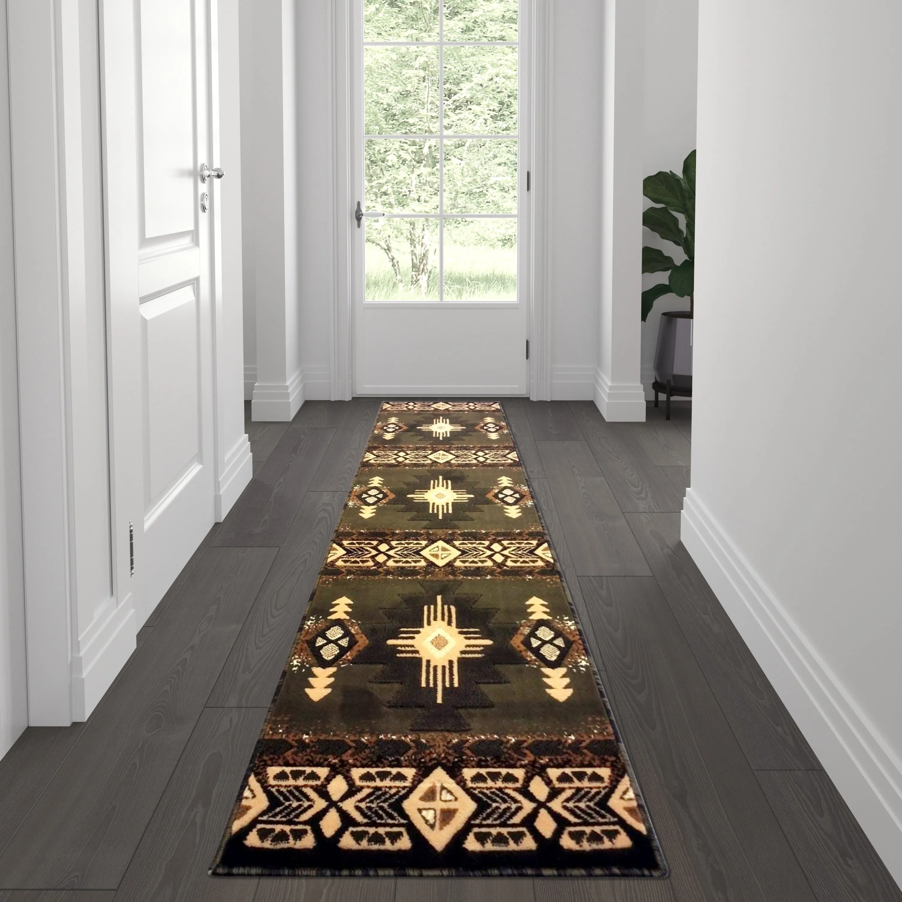 Traditional Southwestern Style Olefin Fiber Geometric Area Rug