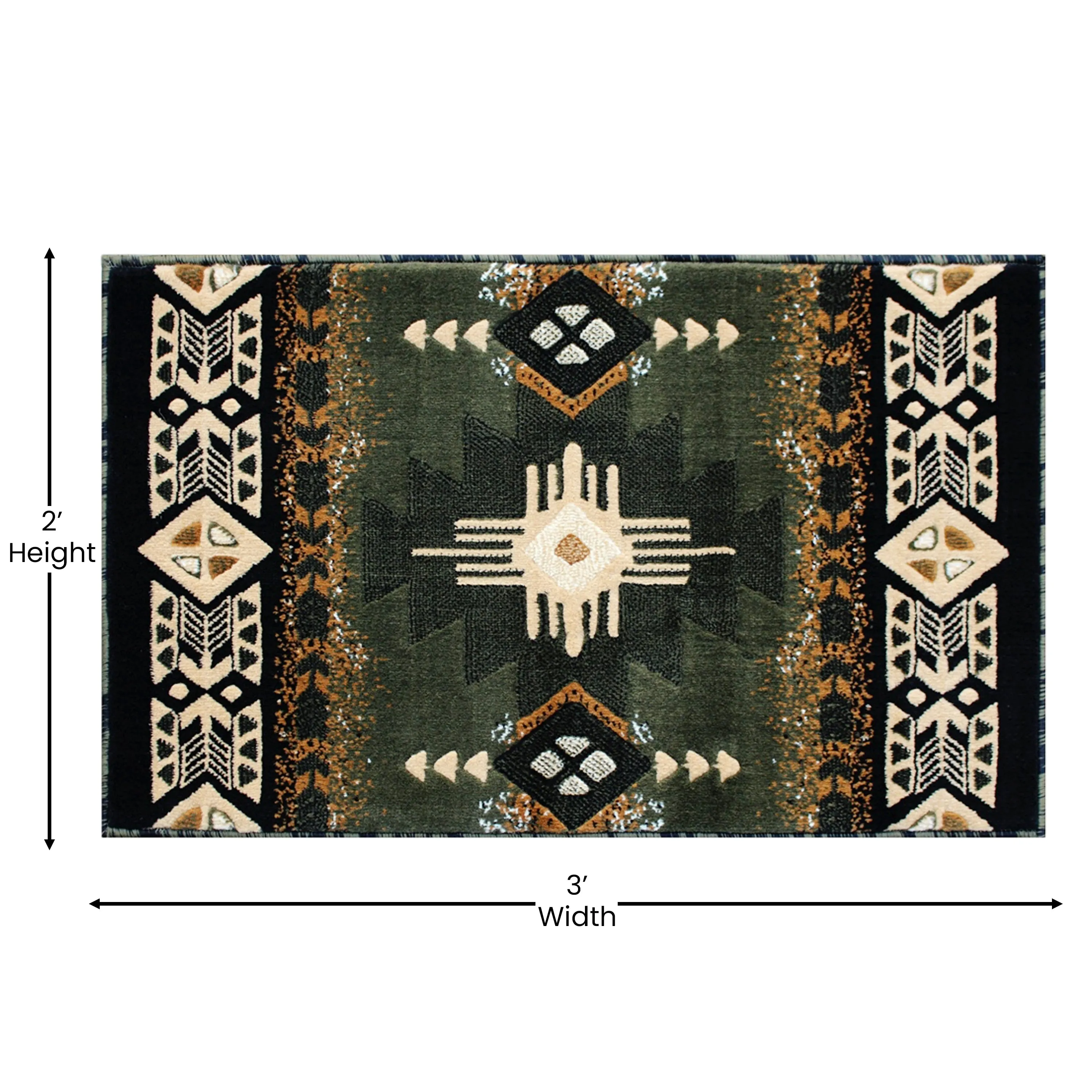 Traditional Southwestern Style Olefin Fiber Geometric Area Rug