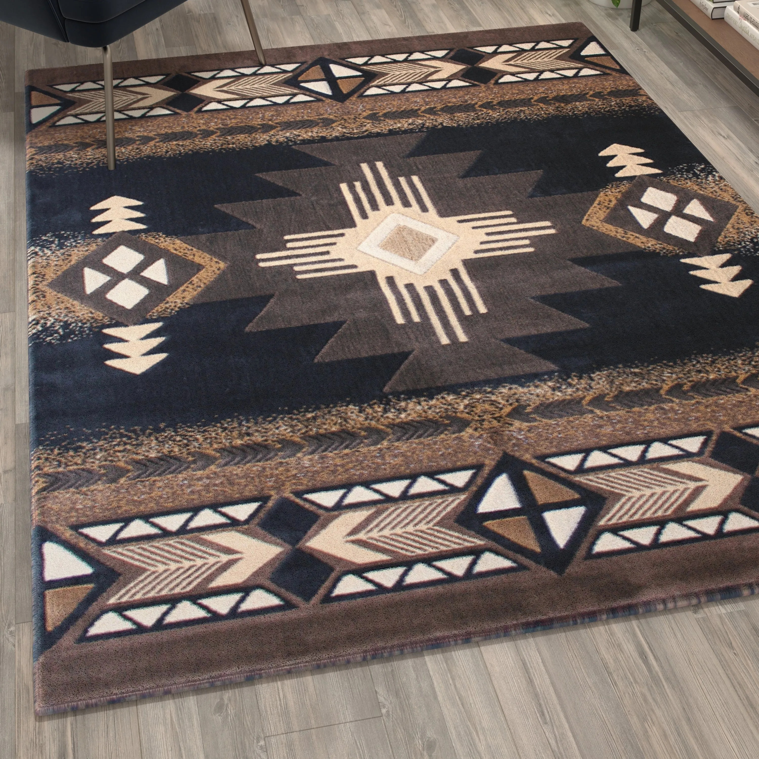 Traditional Southwestern Style Olefin Fiber Geometric Area Rug