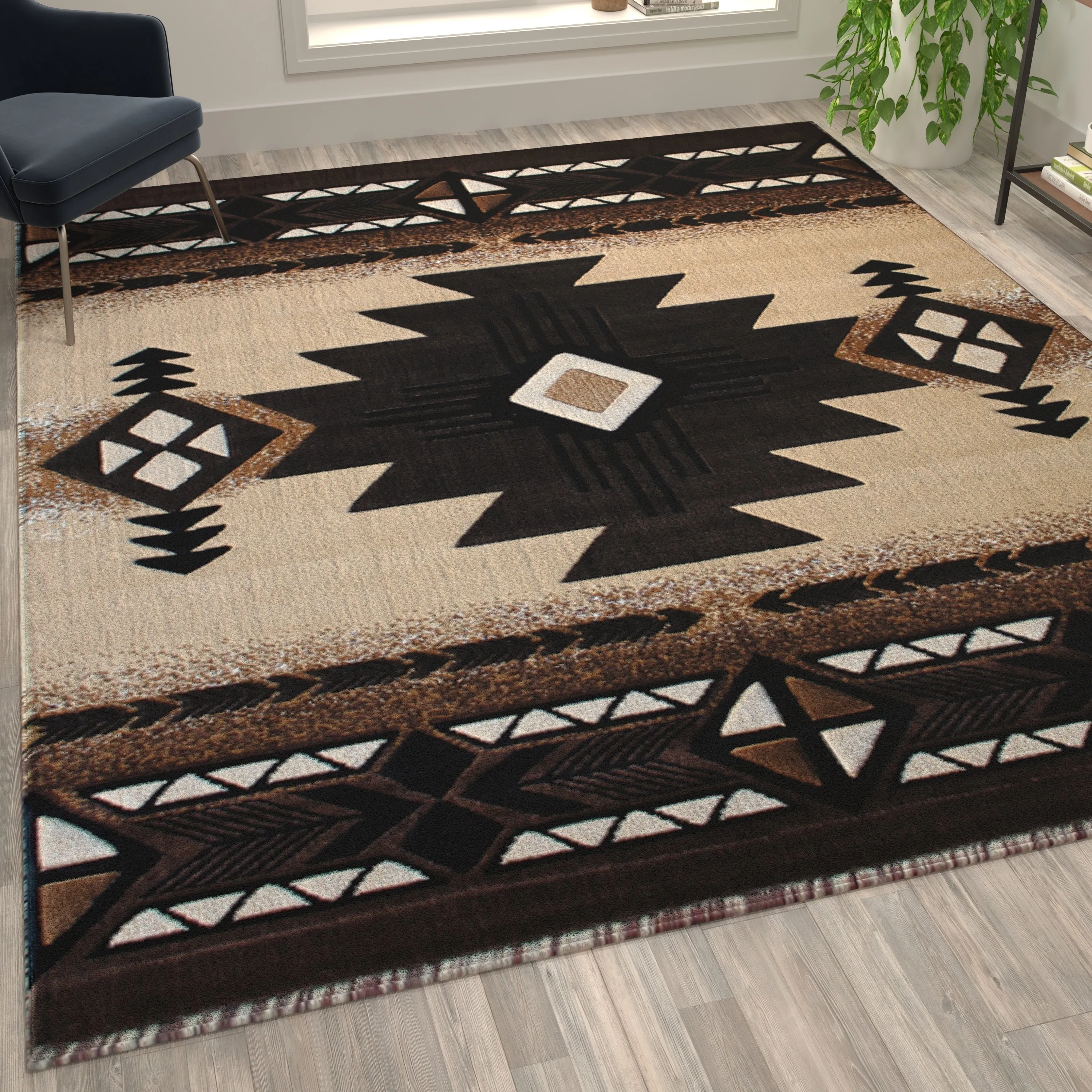 Traditional Southwestern Style Olefin Fiber Geometric Area Rug