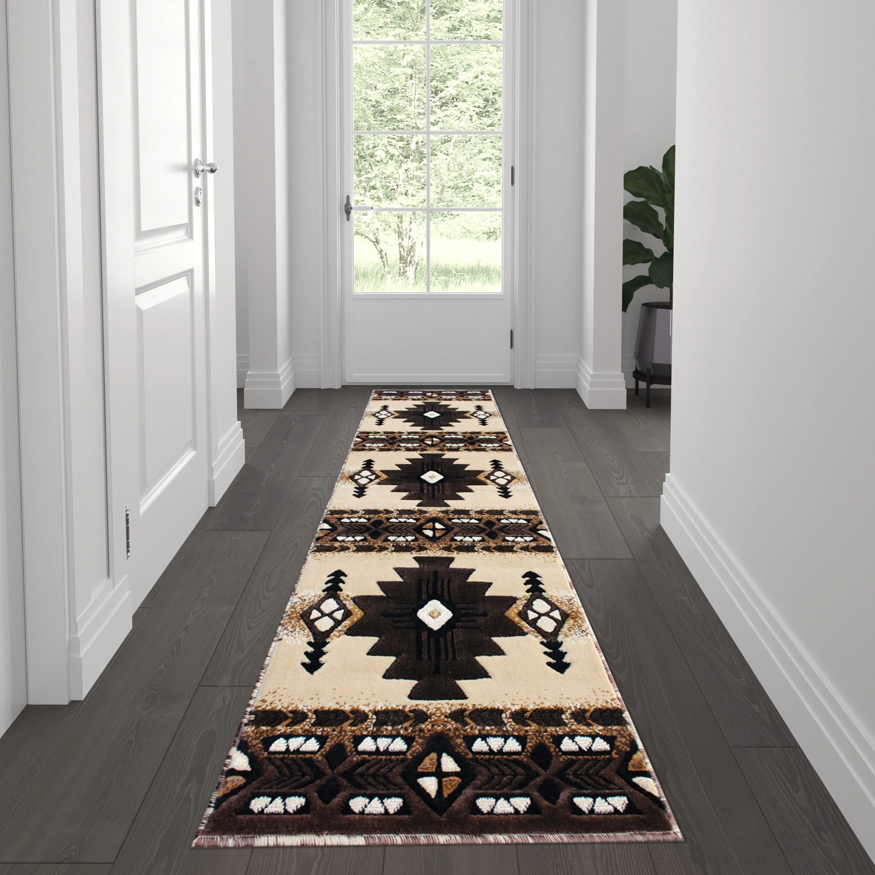 Traditional Southwestern Style Olefin Fiber Geometric Area Rug