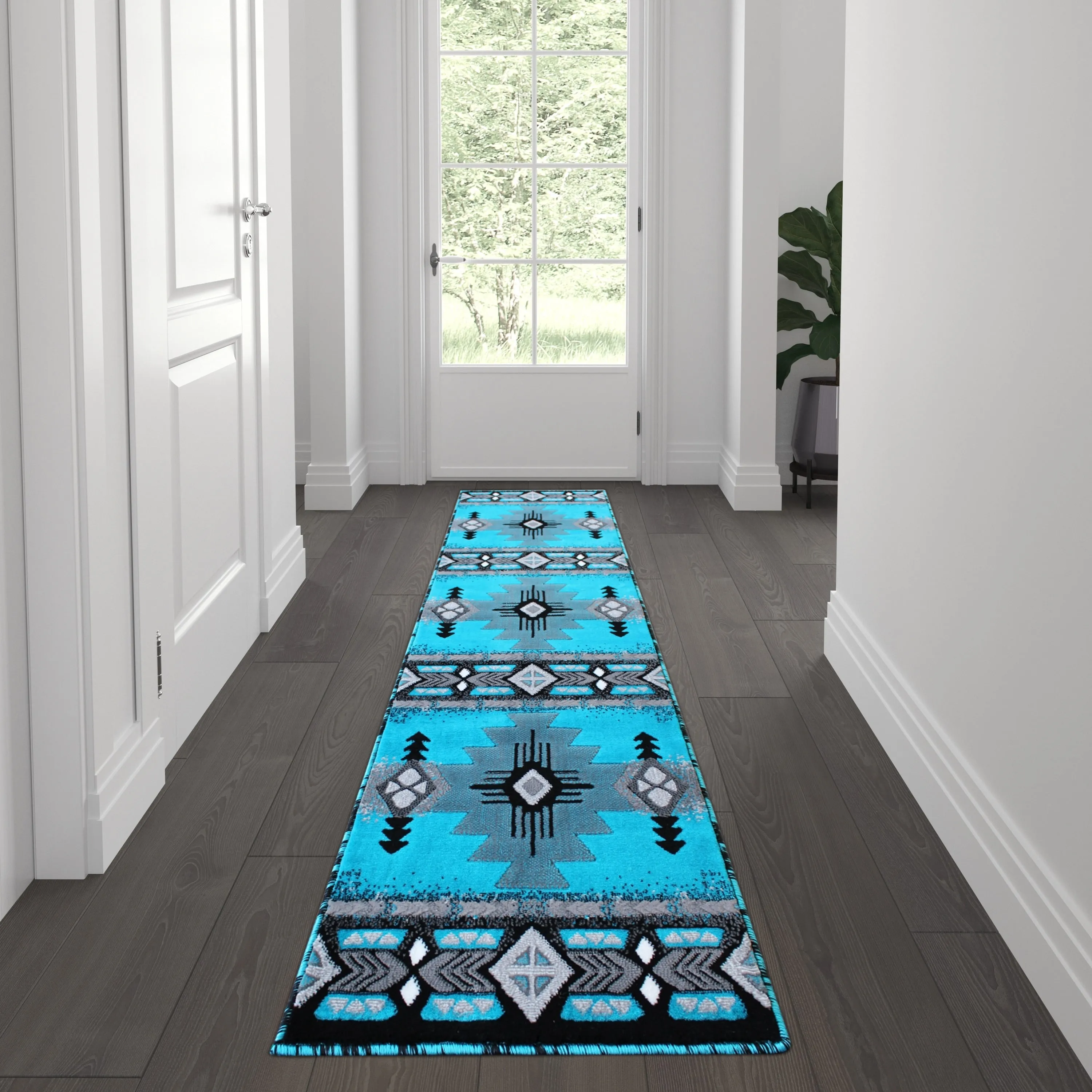 Traditional Southwestern Style Olefin Fiber Geometric Area Rug