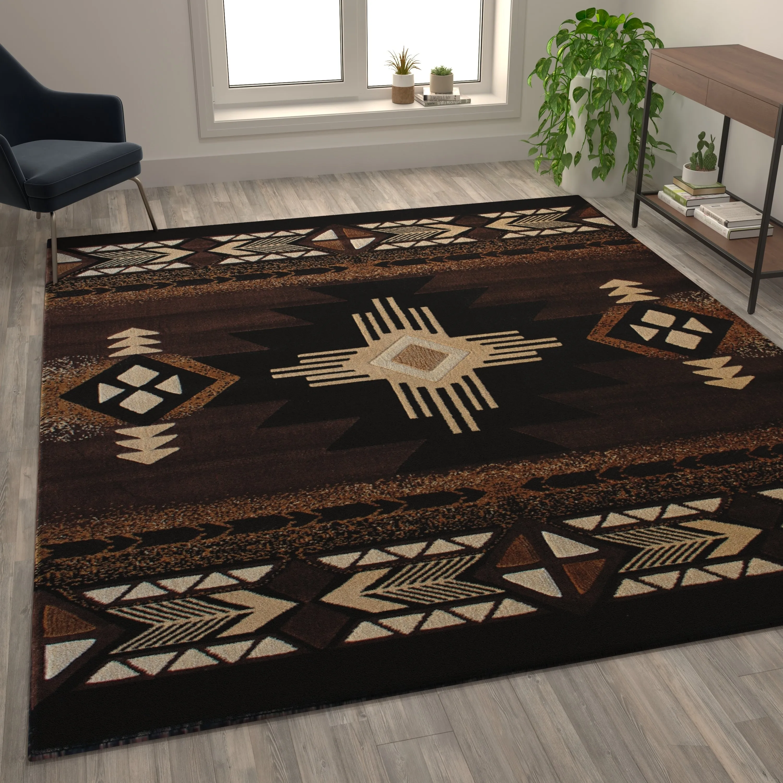Traditional Southwestern Style Olefin Fiber Geometric Area Rug