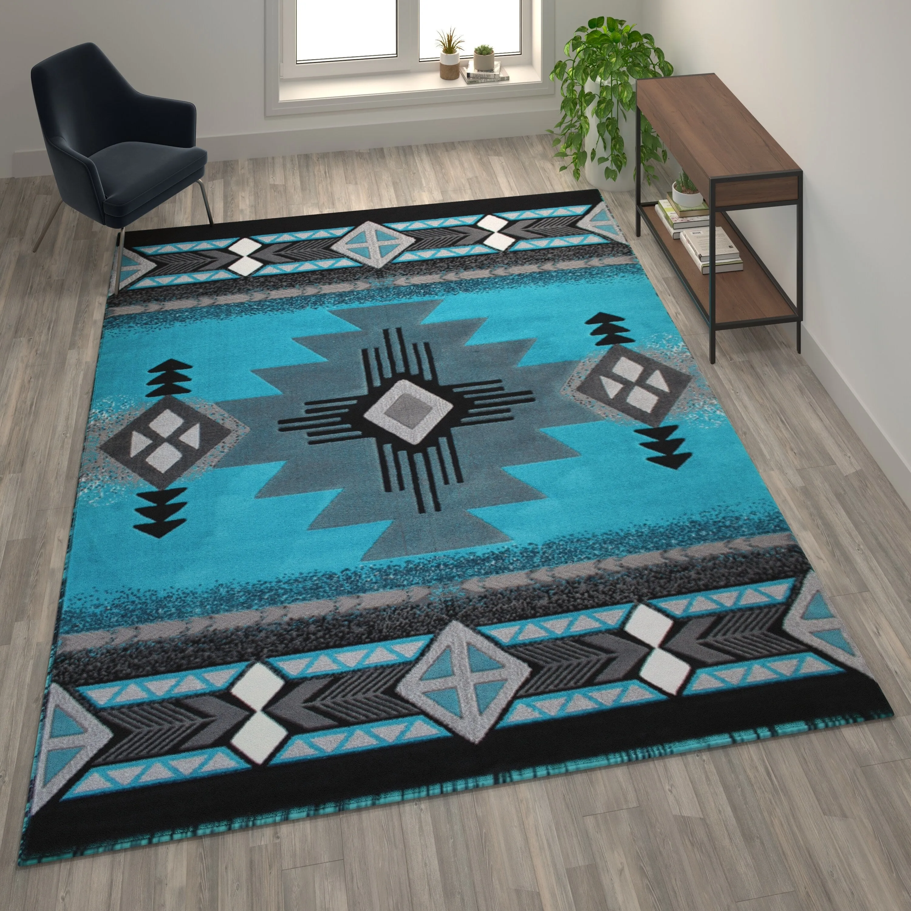 Traditional Southwestern Style Olefin Fiber Geometric Area Rug