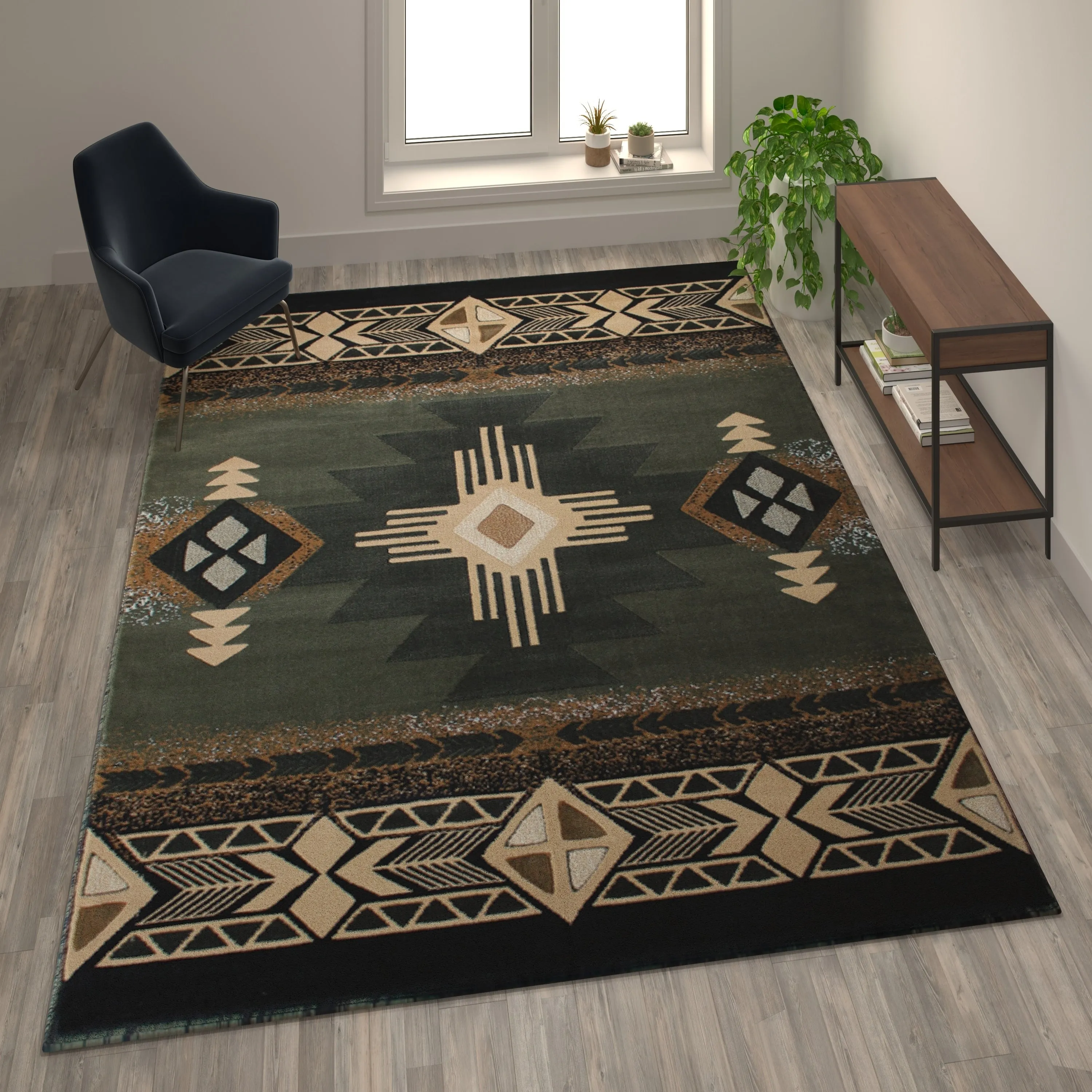Traditional Southwestern Style Olefin Fiber Geometric Area Rug