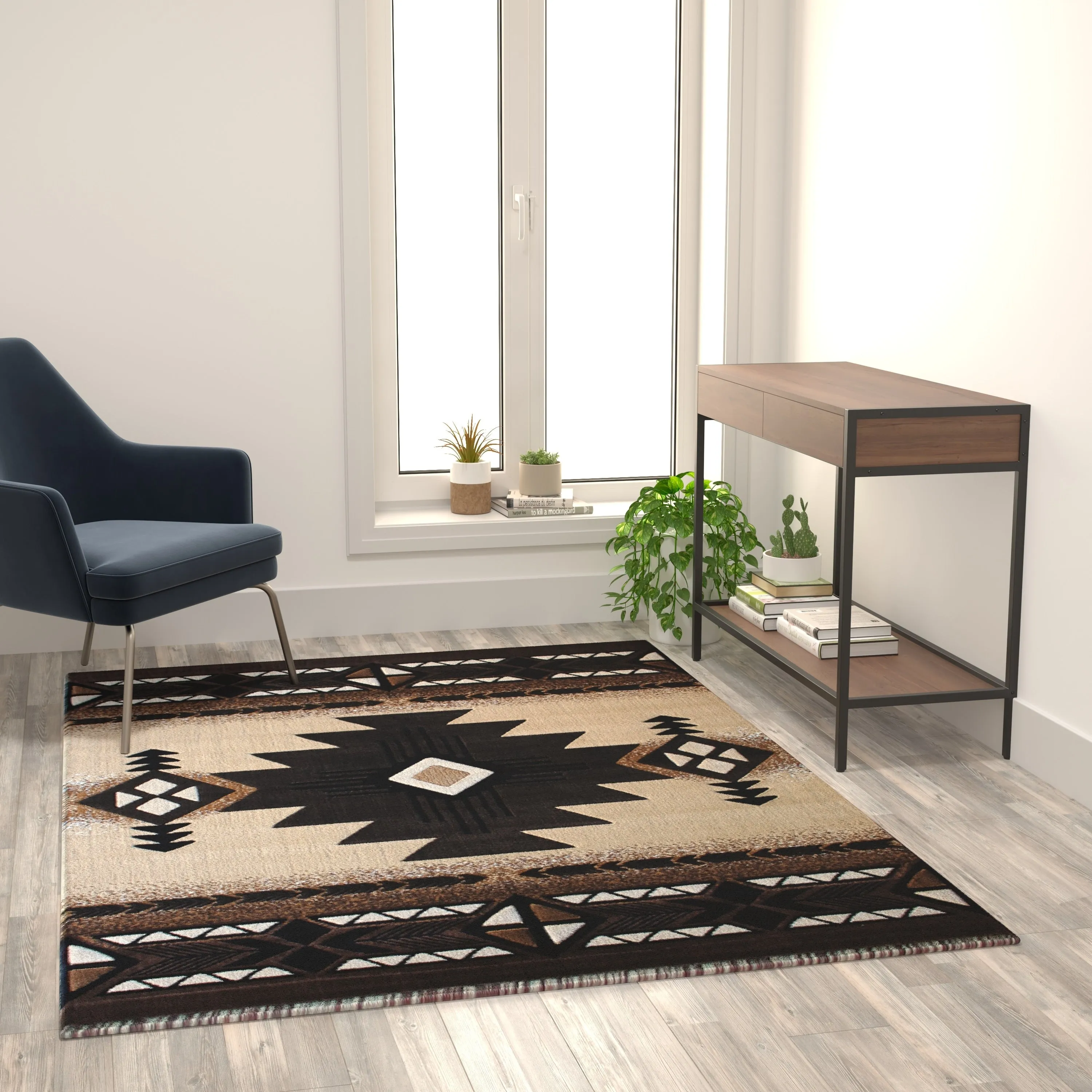 Traditional Southwestern Style Olefin Fiber Geometric Area Rug