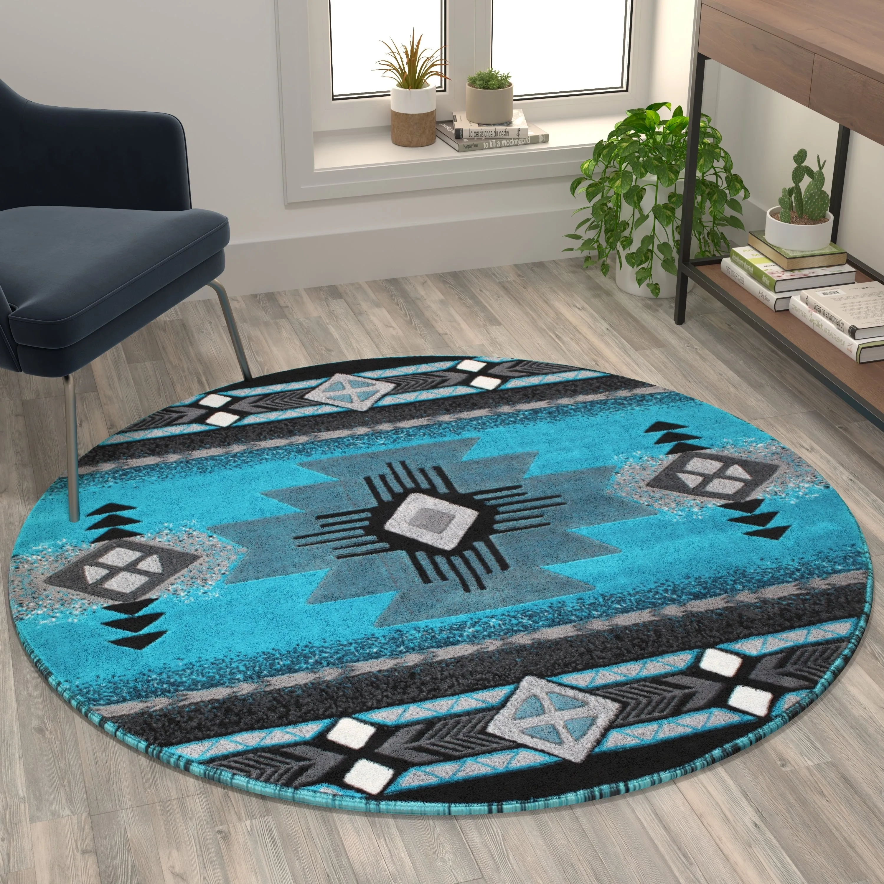 Traditional Southwestern Style Olefin Fiber Geometric Area Rug