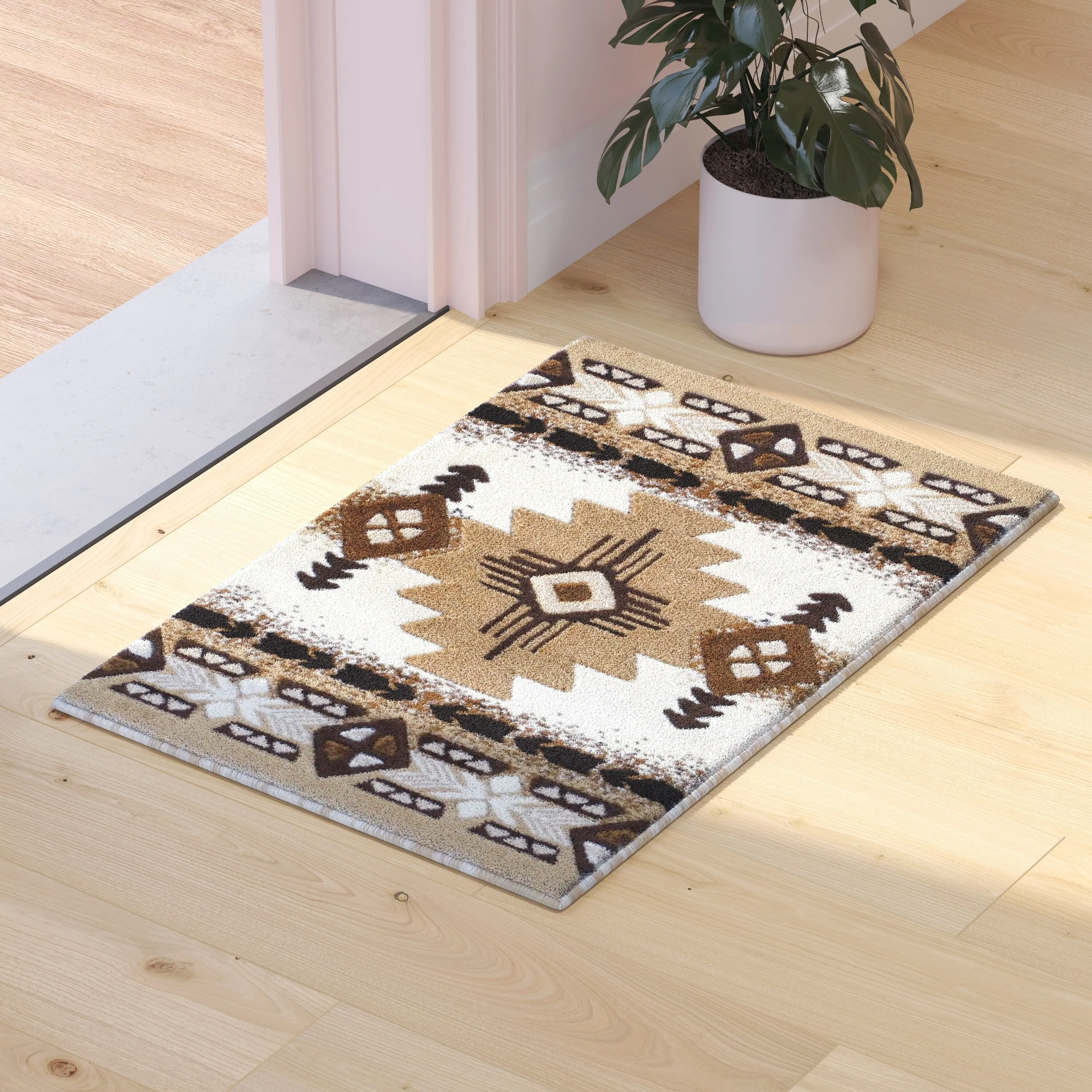 Traditional Southwestern Style Olefin Fiber Geometric Area Rug