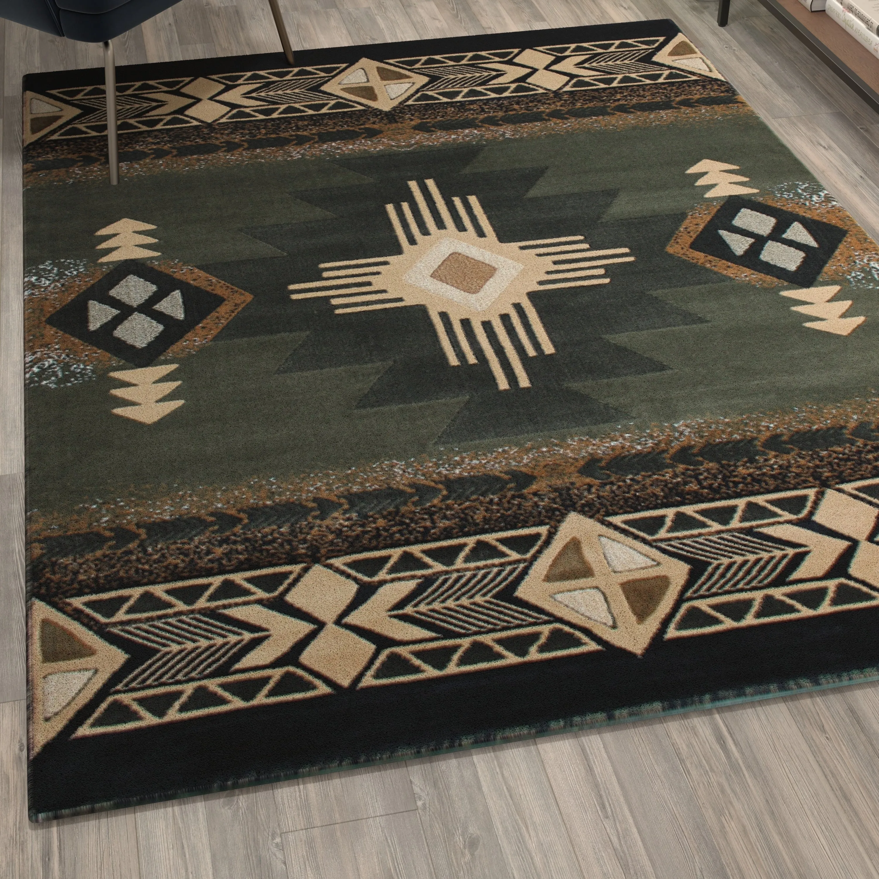 Traditional Southwestern Style Olefin Fiber Geometric Area Rug