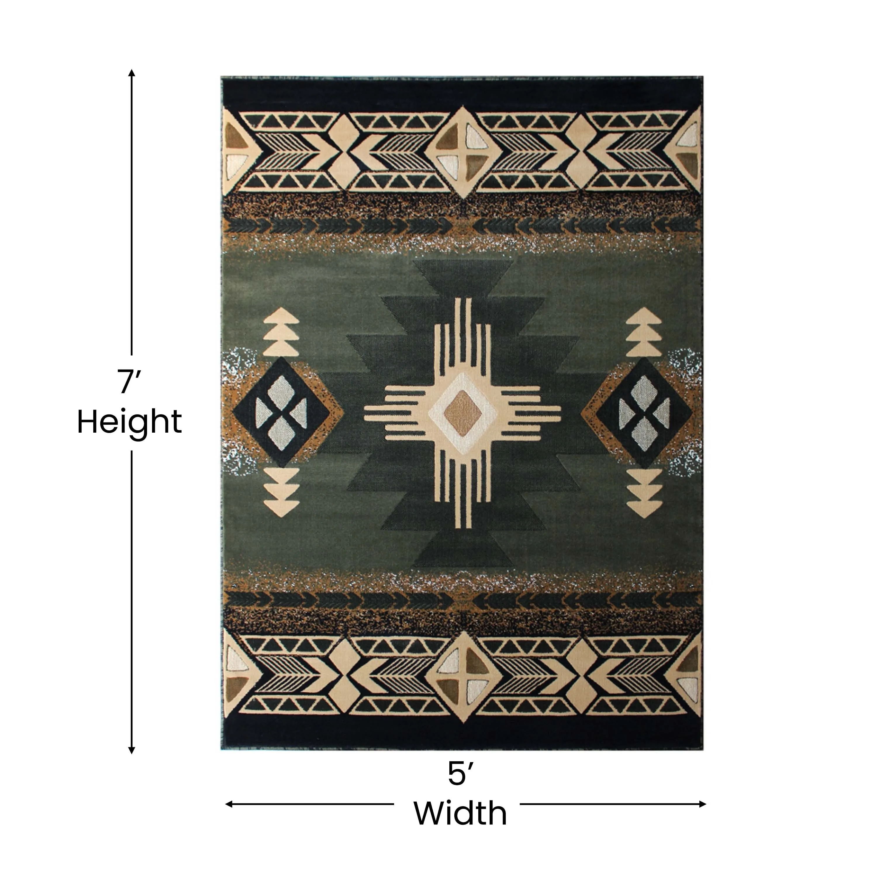 Traditional Southwestern Style Olefin Fiber Geometric Area Rug