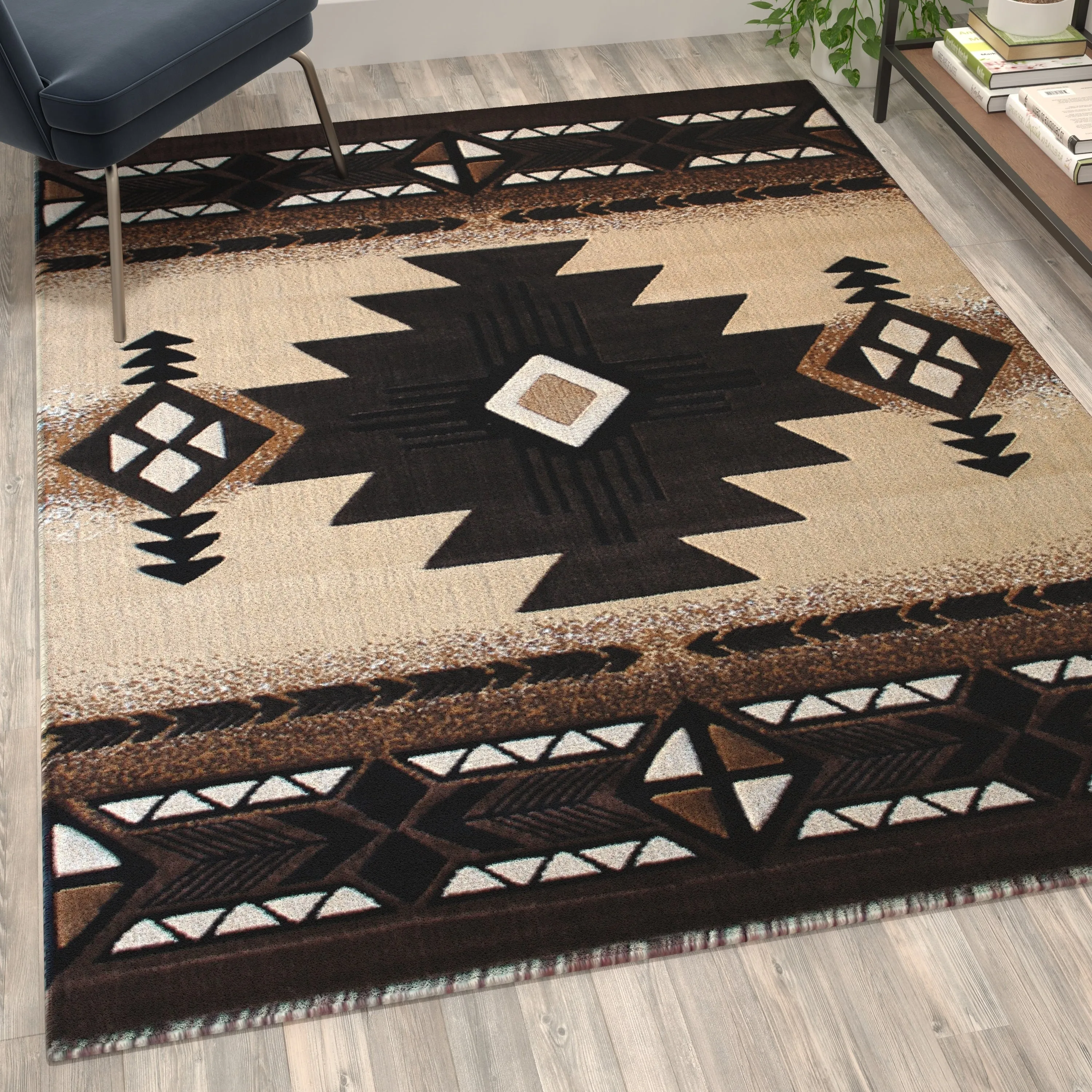 Traditional Southwestern Style Olefin Fiber Geometric Area Rug