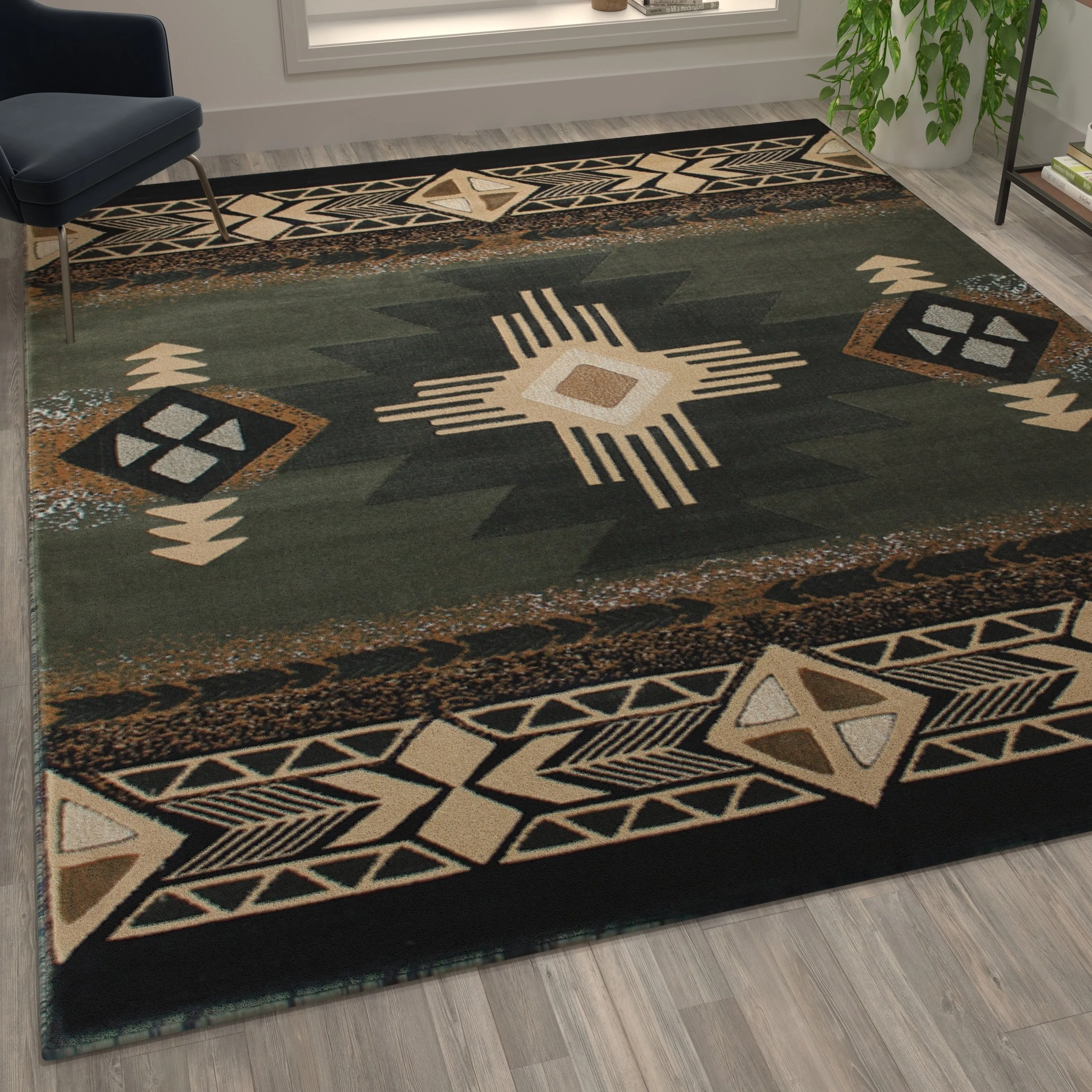 Traditional Southwestern Style Olefin Fiber Geometric Area Rug