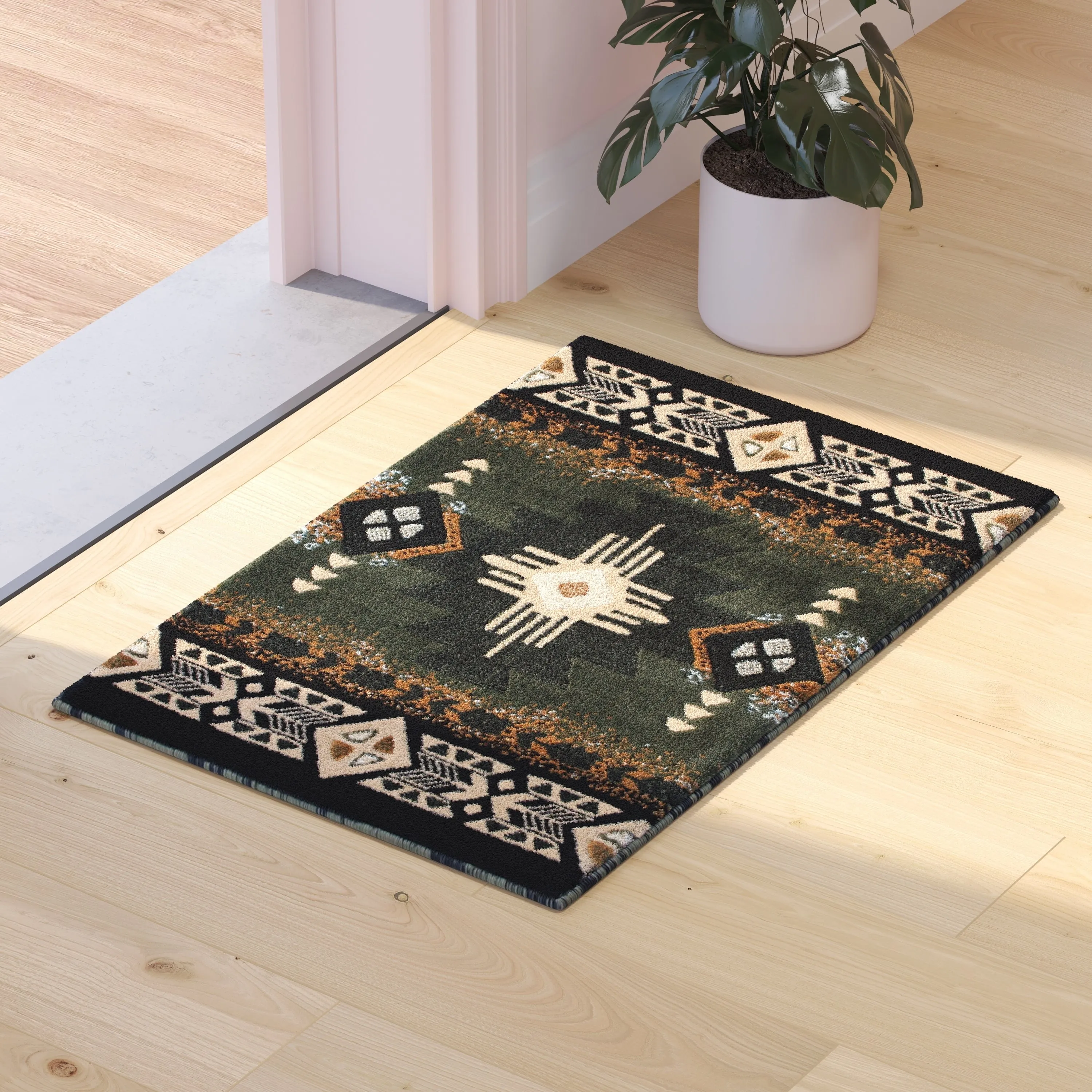 Traditional Southwestern Style Olefin Fiber Geometric Area Rug