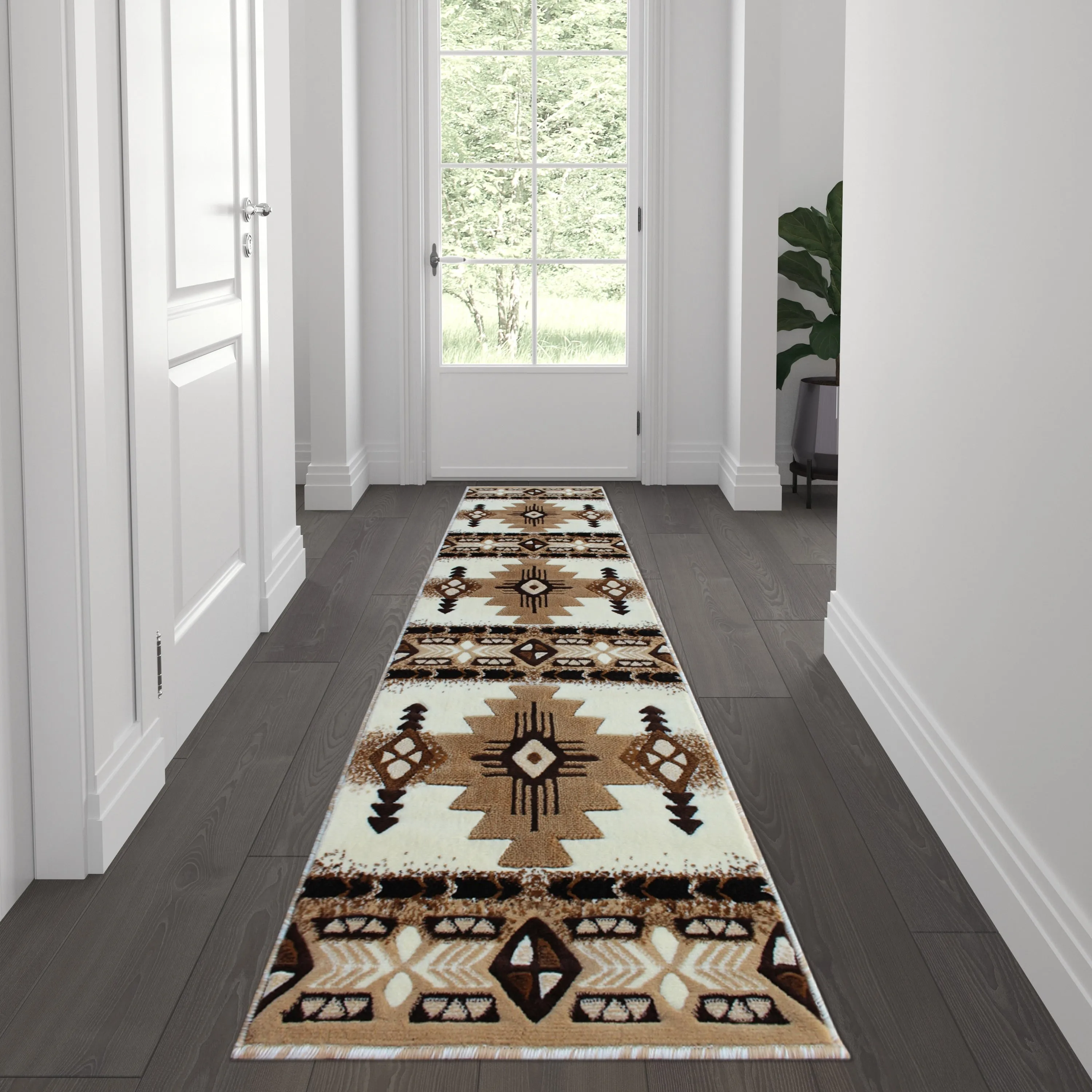 Traditional Southwestern Style Olefin Fiber Geometric Area Rug