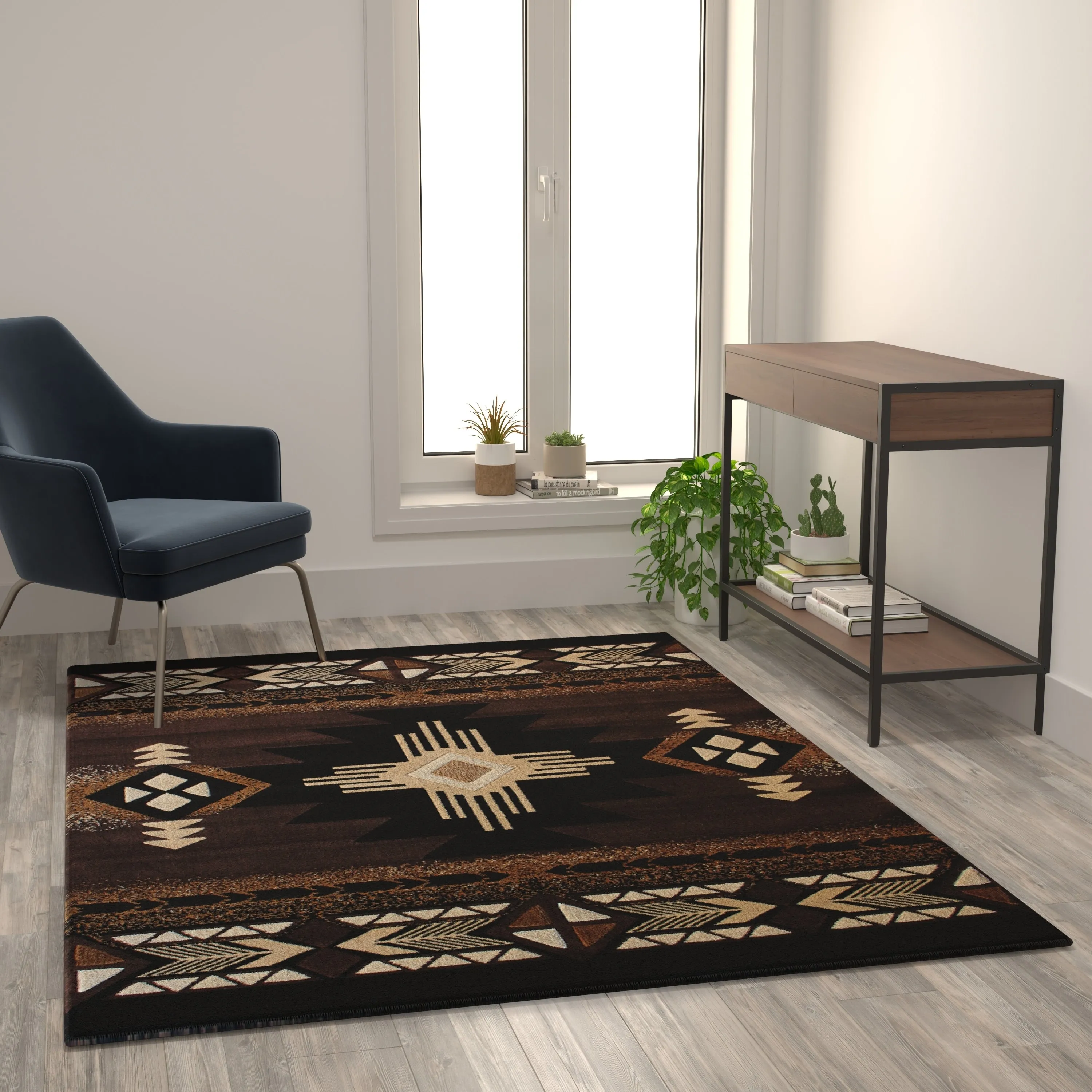 Traditional Southwestern Style Olefin Fiber Geometric Area Rug