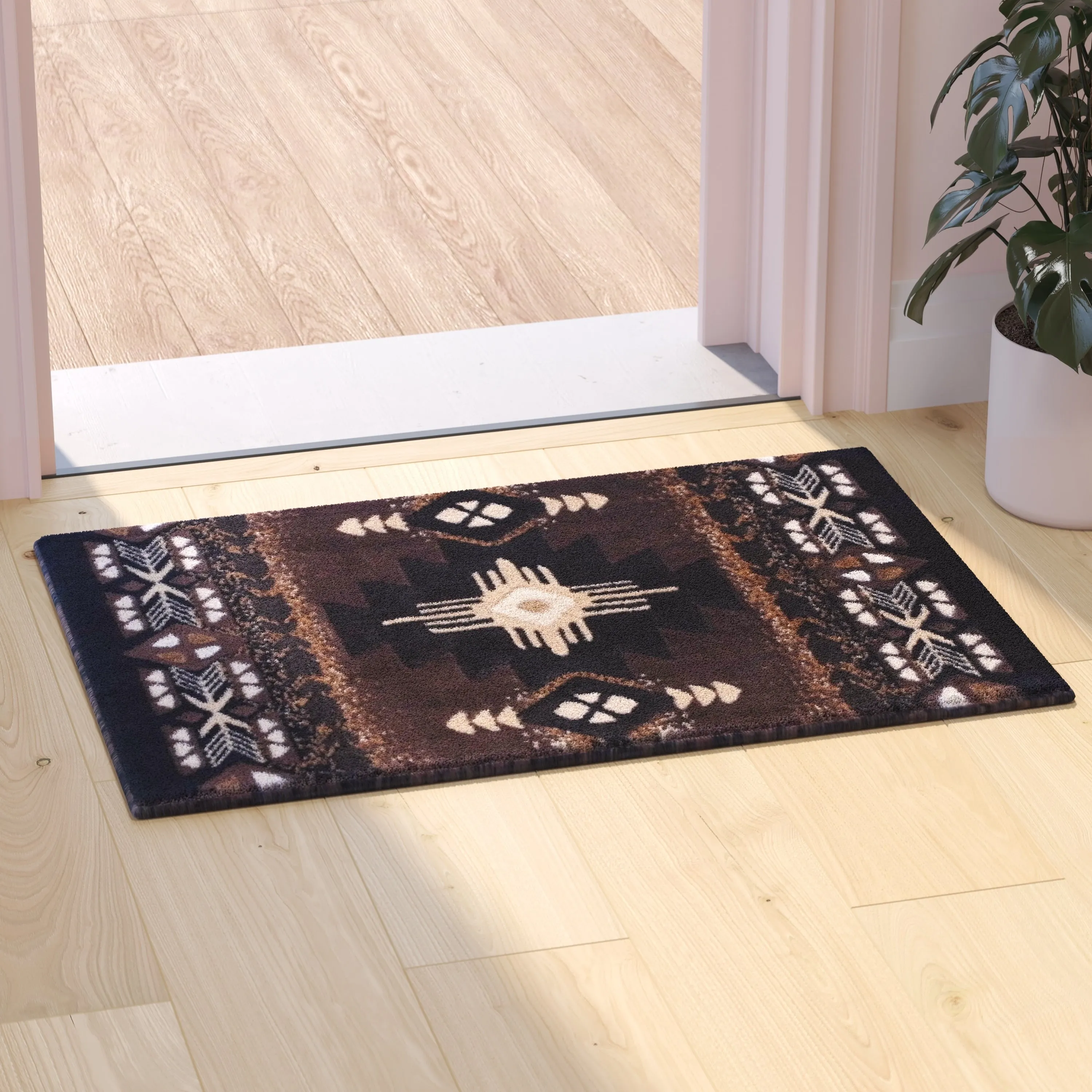 Traditional Southwestern Style Olefin Fiber Geometric Area Rug