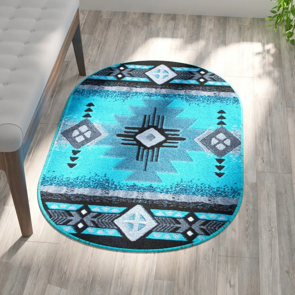 Traditional Southwestern Style Olefin Fiber Geometric Area Rug