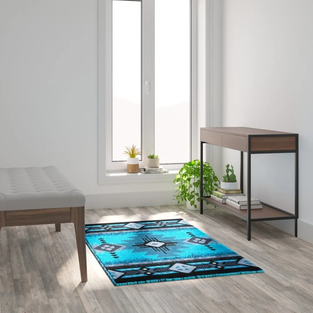 Traditional Southwestern Style Olefin Fiber Geometric Area Rug