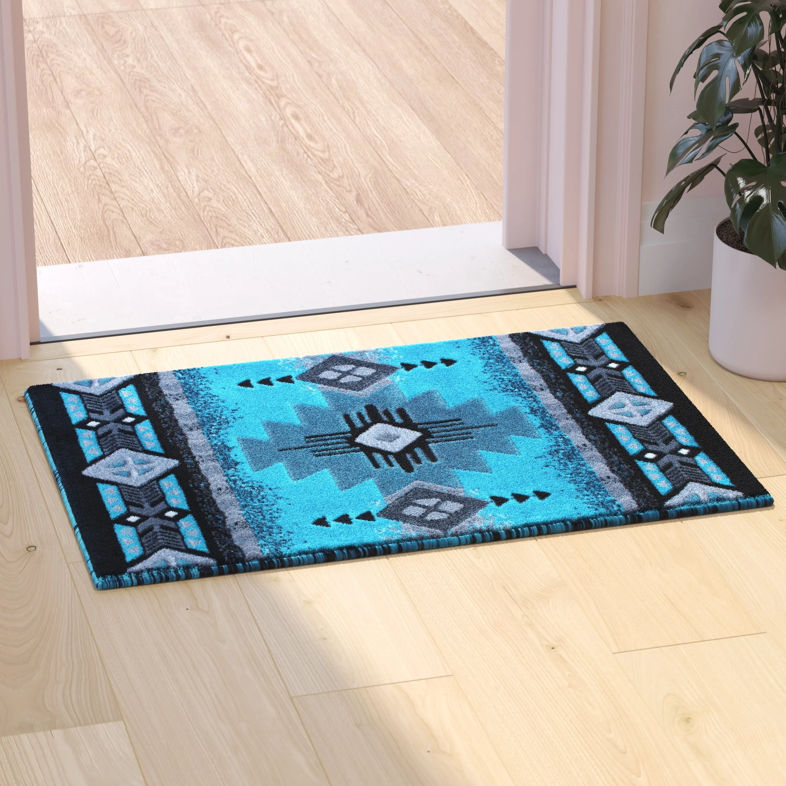 Traditional Southwestern Style Olefin Fiber Geometric Area Rug