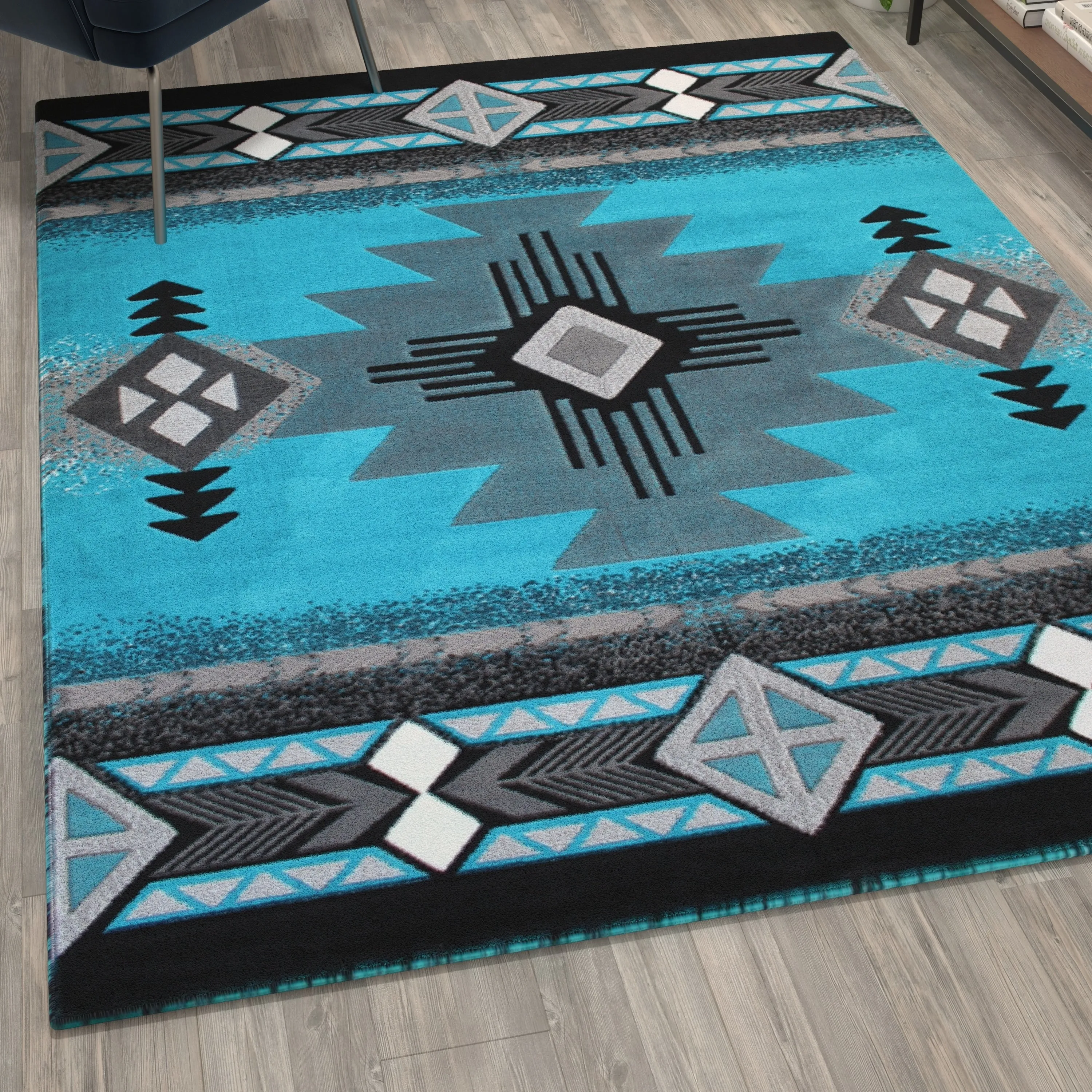 Traditional Southwestern Style Olefin Fiber Geometric Area Rug