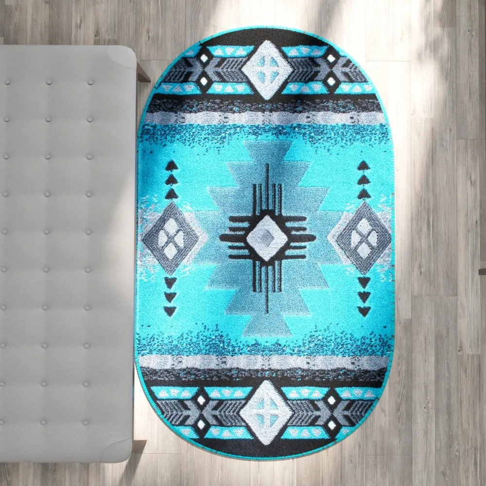 Traditional Southwestern Style Olefin Fiber Geometric Area Rug