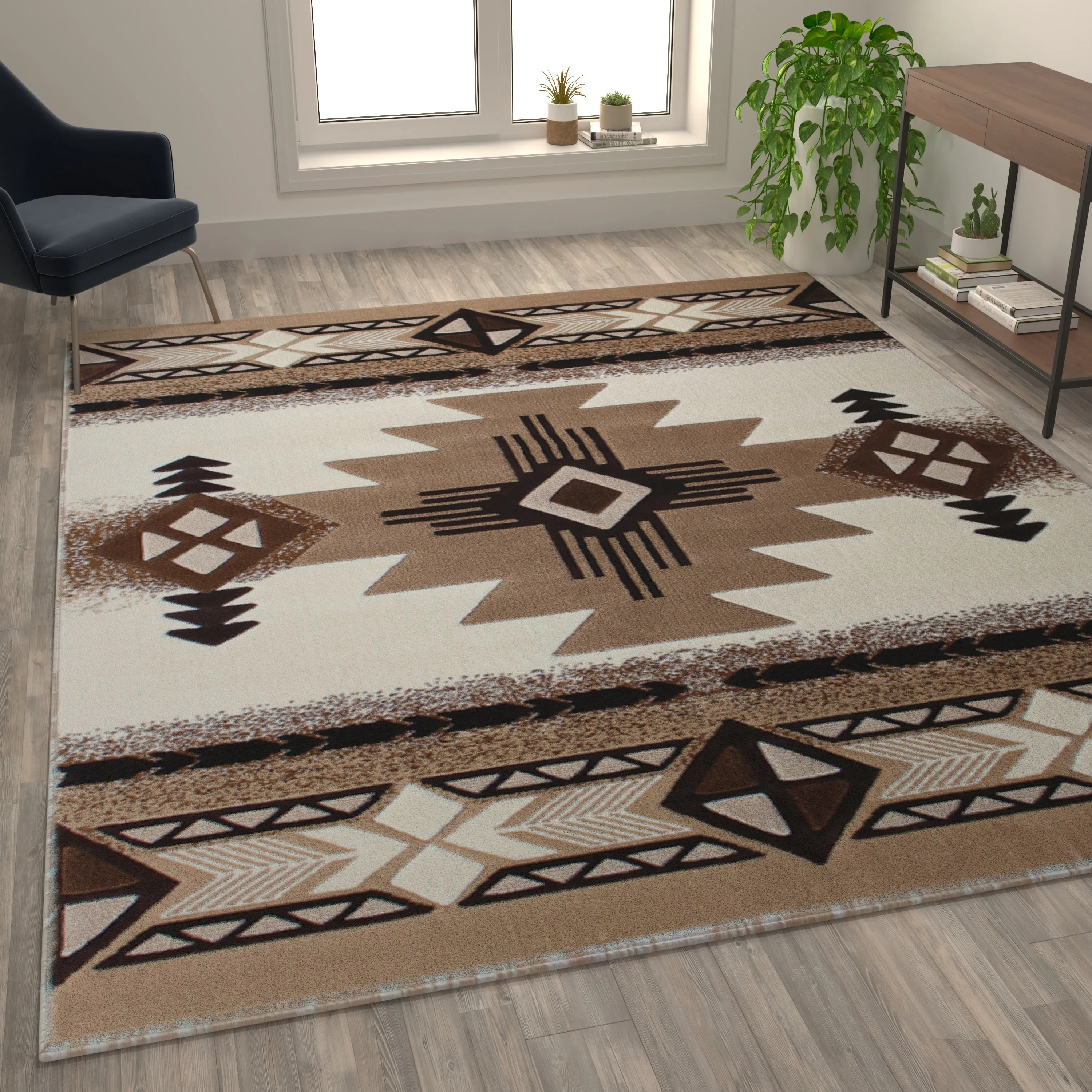 Traditional Southwestern Style Olefin Fiber Geometric Area Rug