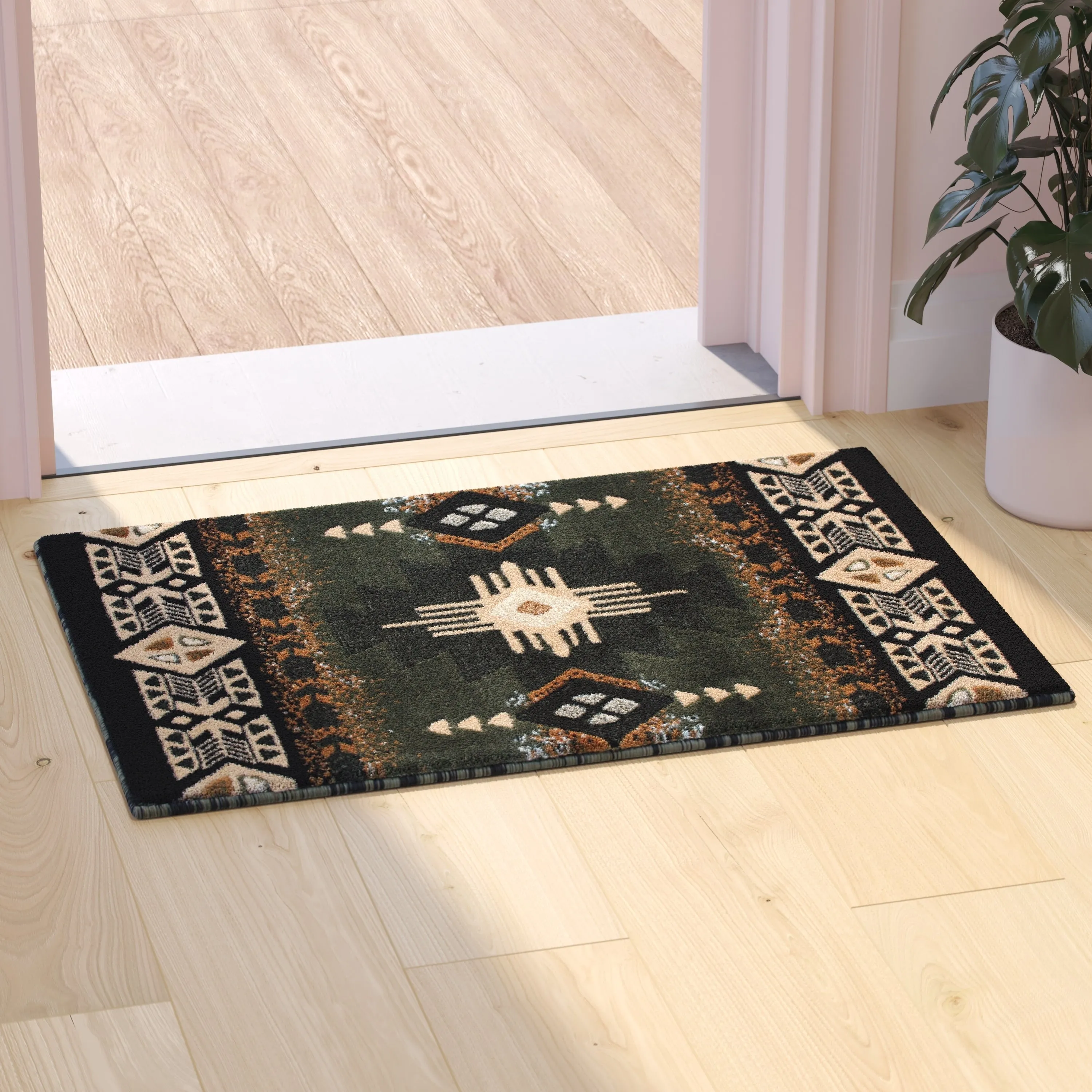 Traditional Southwestern Style Olefin Fiber Geometric Area Rug