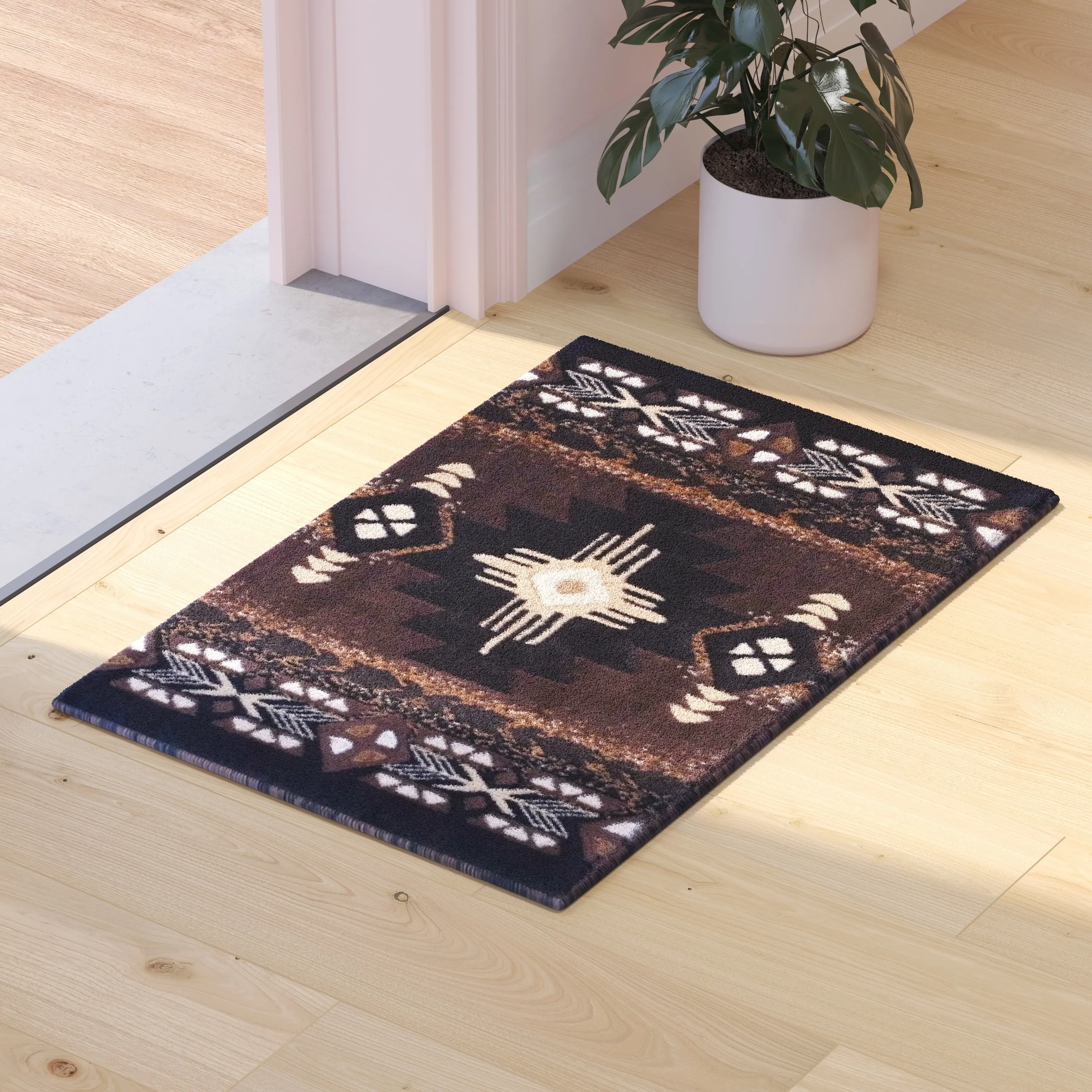 Traditional Southwestern Style Olefin Fiber Geometric Area Rug